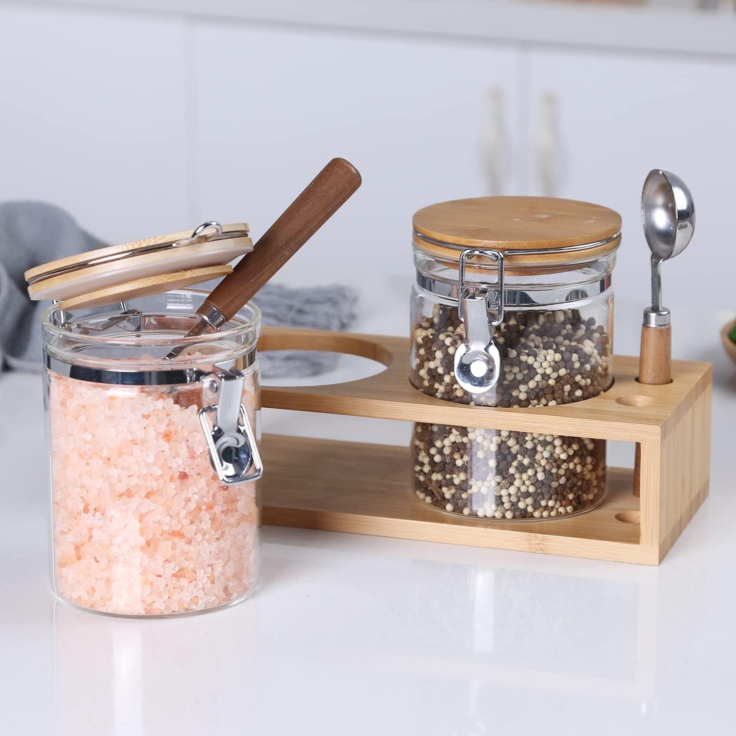 Tarros de Almacenamiento de Vidrio KKC 800 ml Herméticos con Cucharas