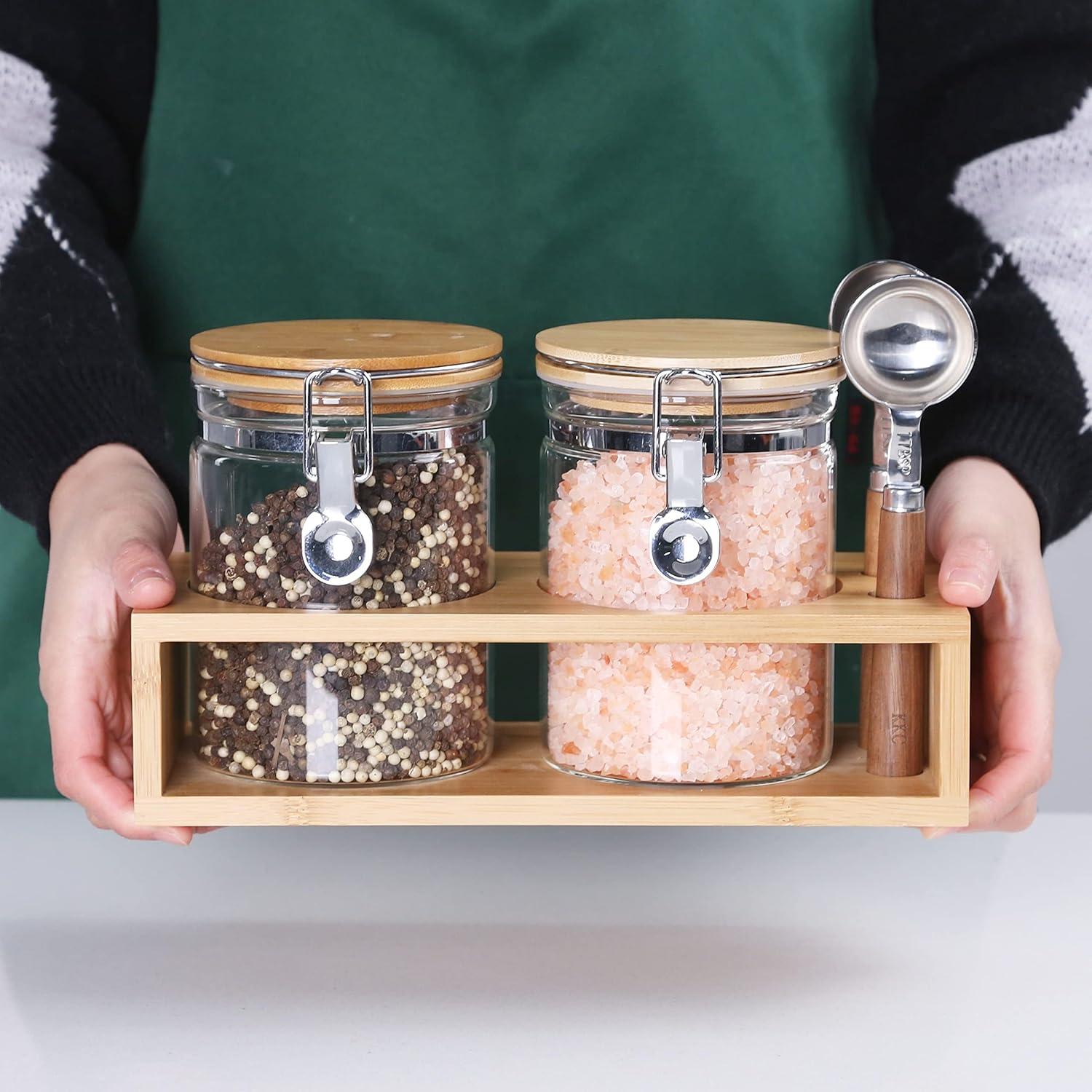 Tarros de Almacenamiento de Vidrio KKC 800 ml Herméticos con Cucharas