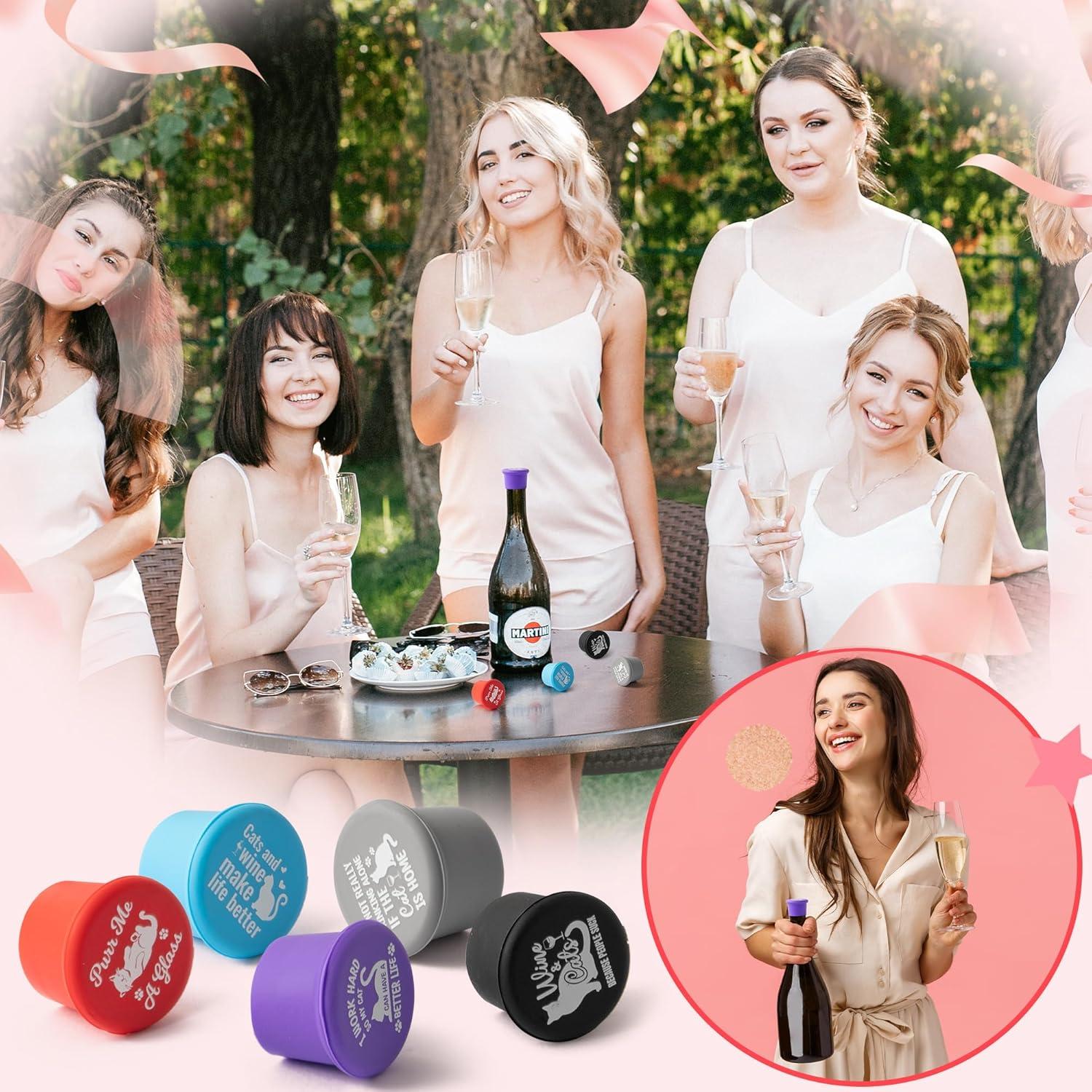 Set de 10 Tapones de Vino Silicona GROBRO7 Gato Colorido