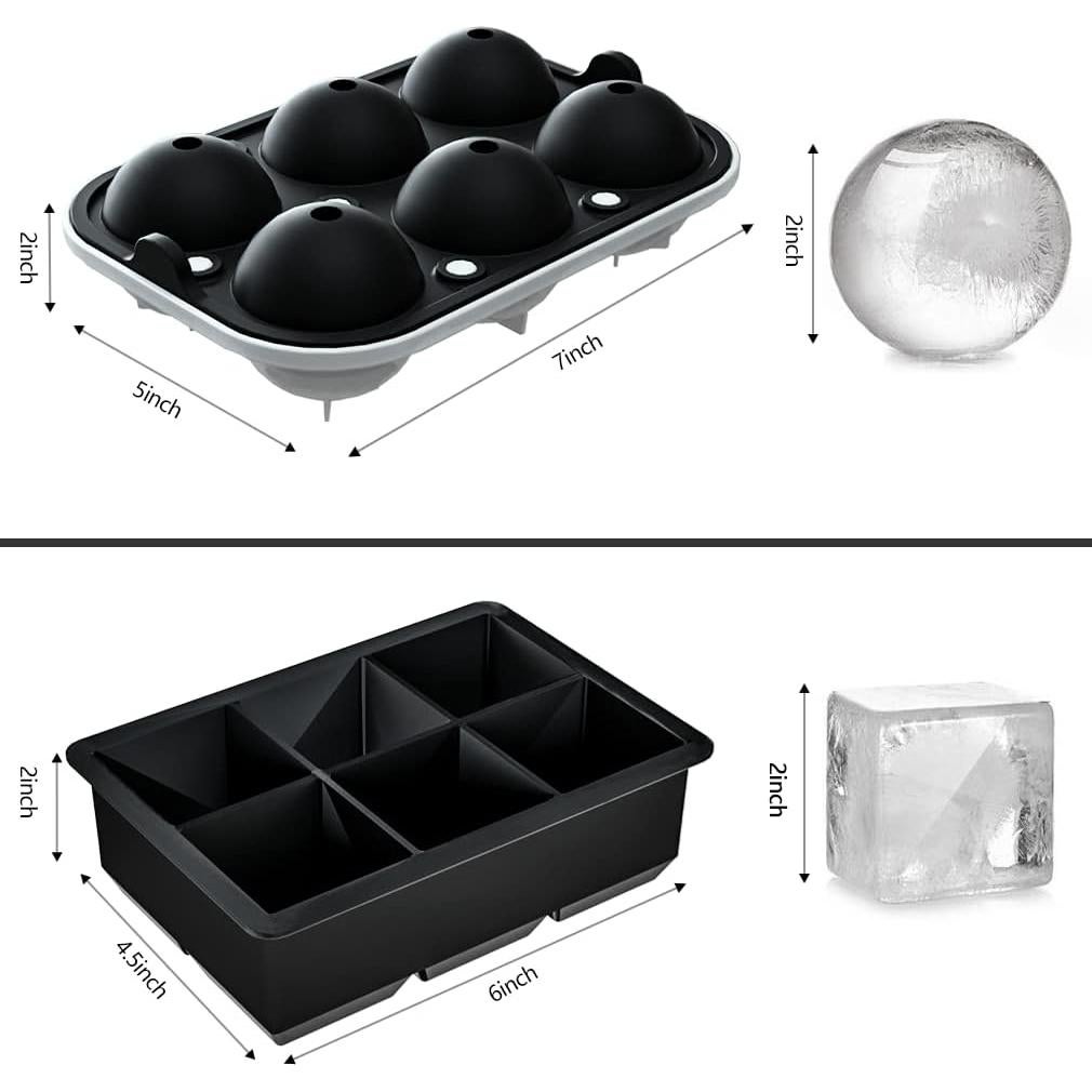 Bandejas de Hielo Rottay - Juego de 2, Cubos y Bolas 5 cm