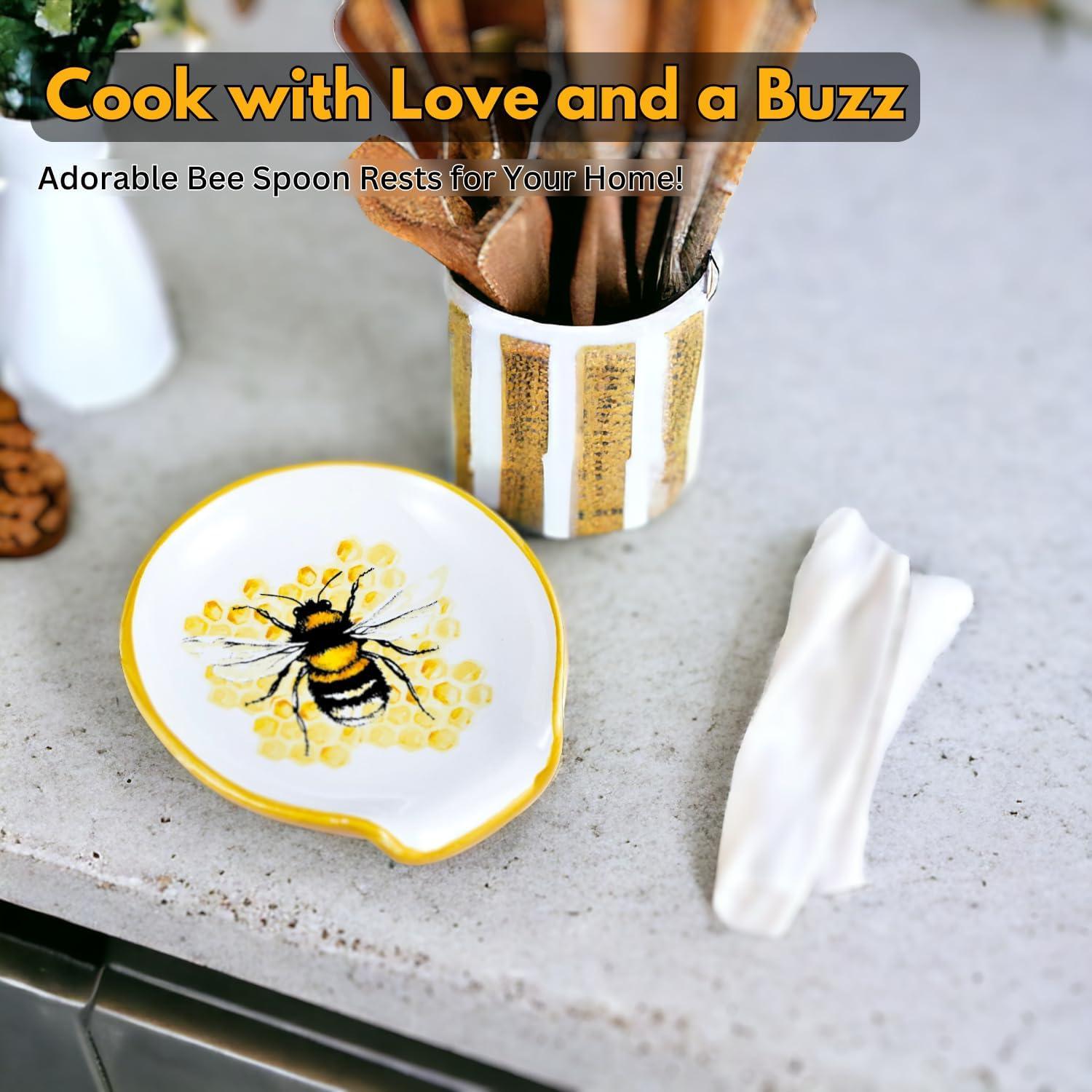 Soporte para cuchara de cerámica BigMamaw abeja 12.7 cm