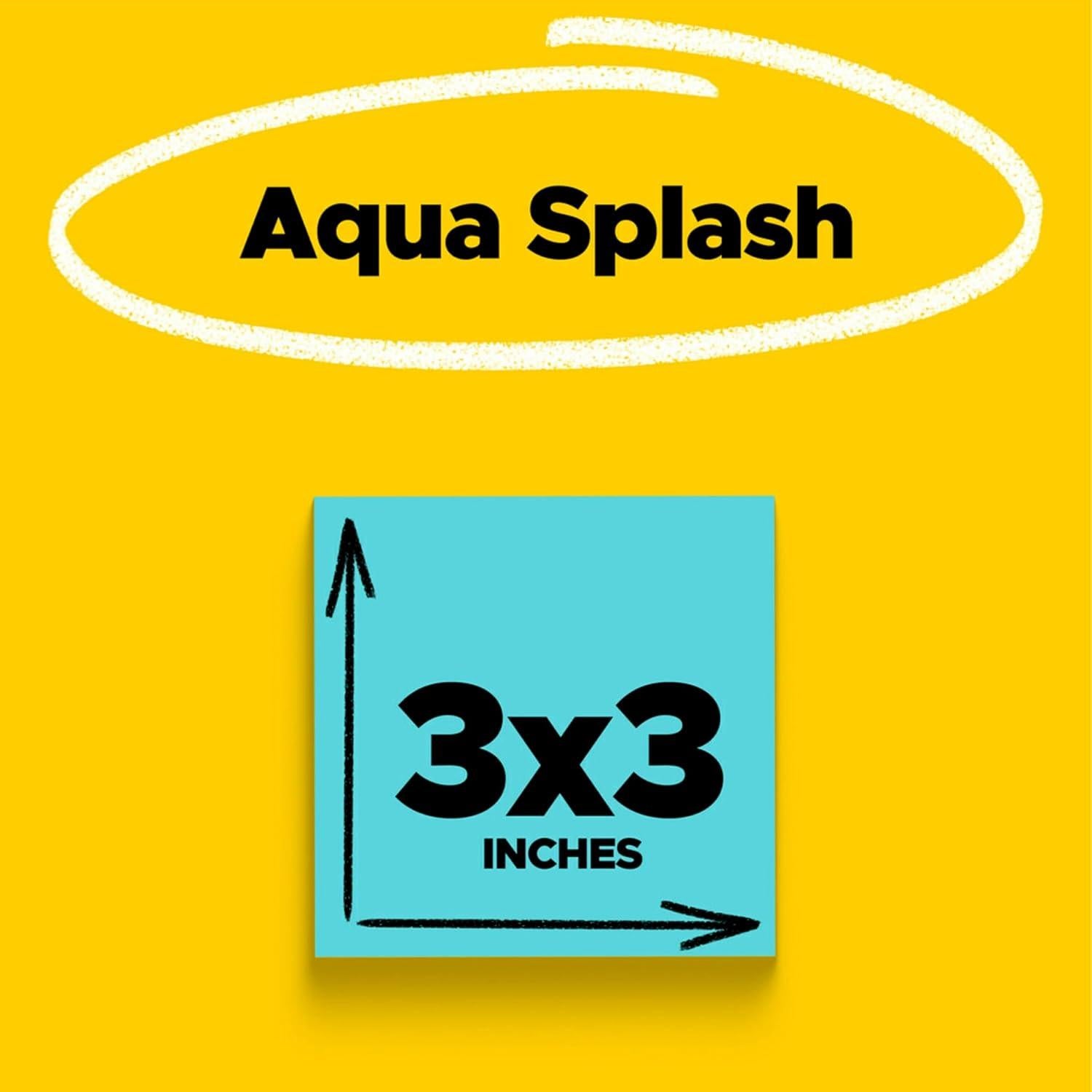 Notas Post-it Súper Adhesivas Aqua Splash, 5 Blocs 7.62 cm
