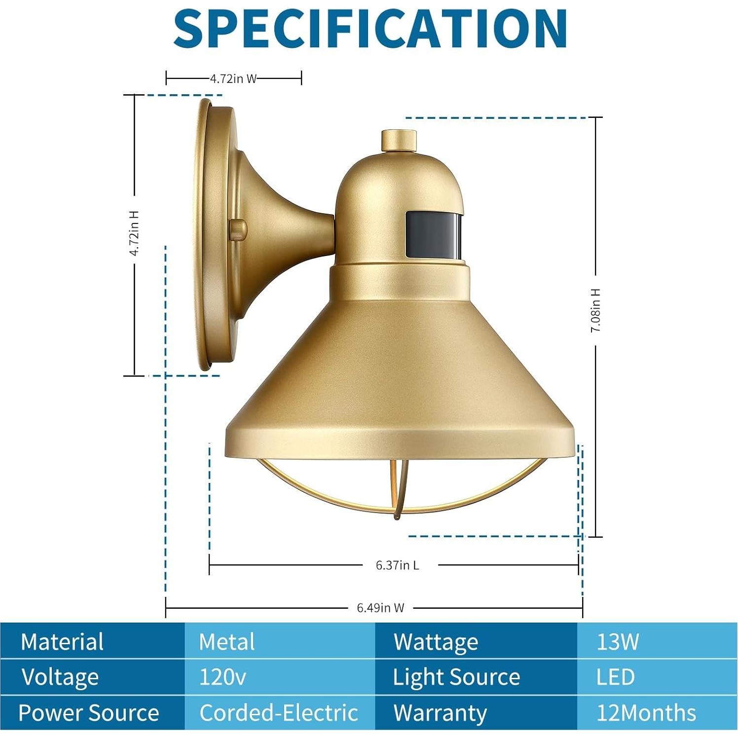 Luz de Granero Exterior LED LONEDRUID con Sensor de Movimiento
