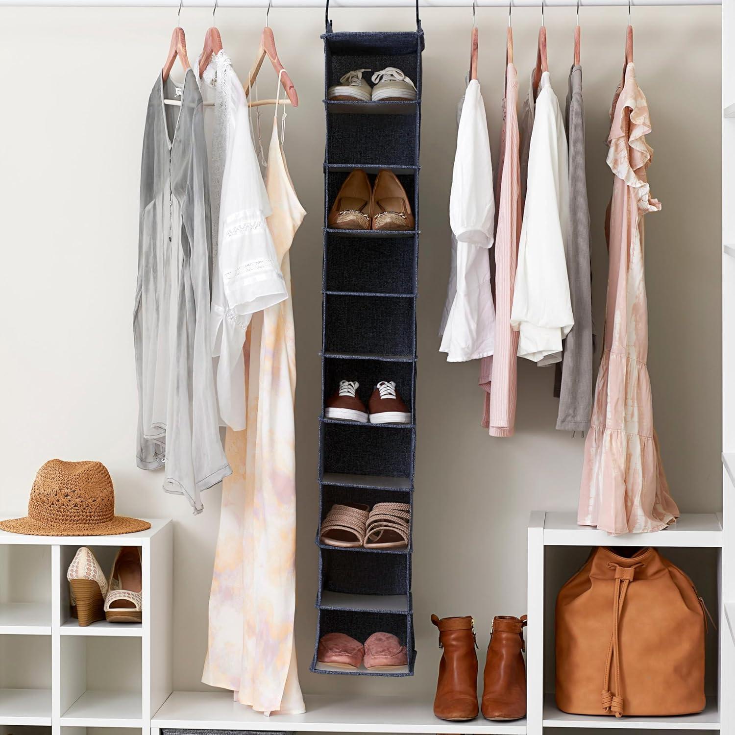 Organizador de Closet Colgante Household Essentials 10 Estantes Mezclilla