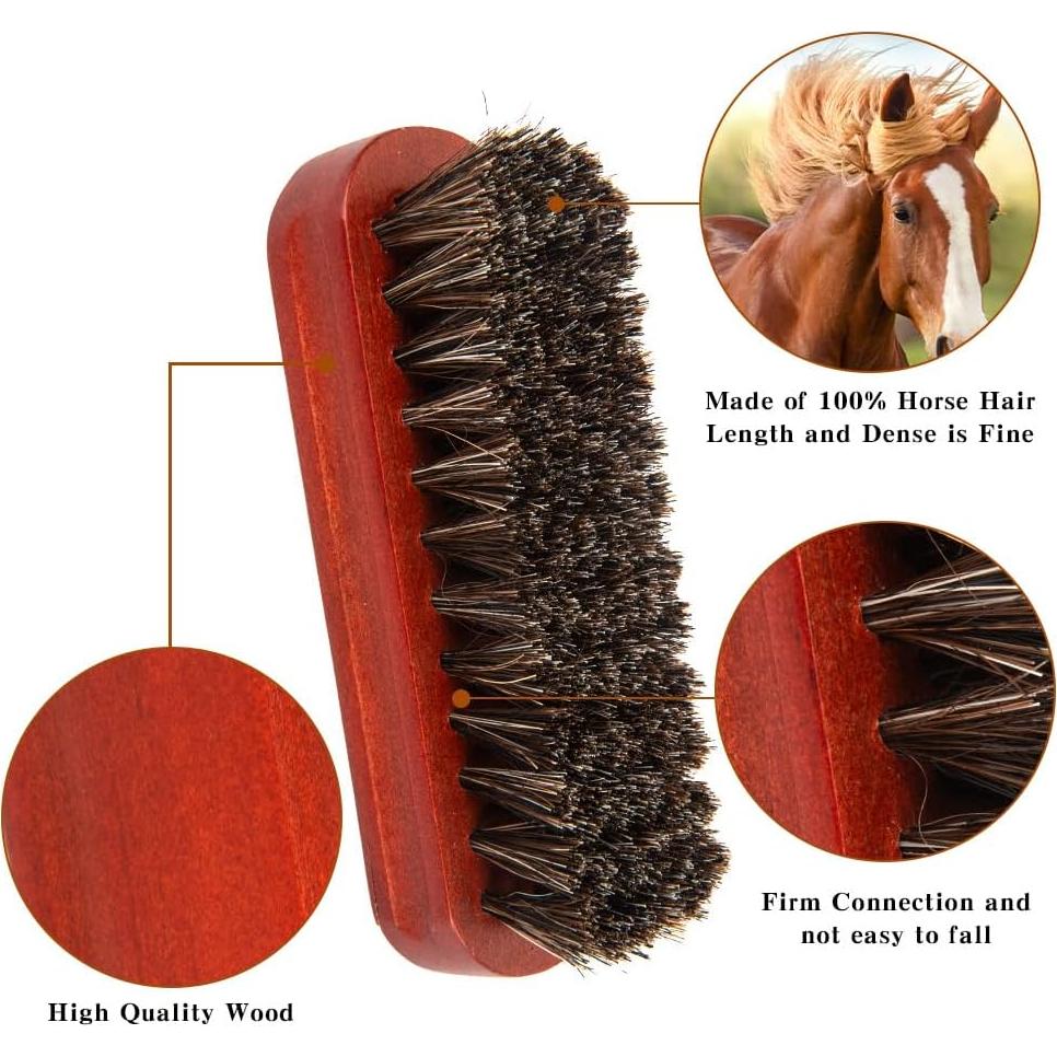 Cepillo para zapatos Liwidon 2 piezas pelo de caballo 13.5cm