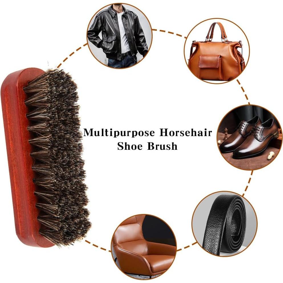 Cepillo para zapatos Liwidon 2 piezas pelo de caballo 13.5cm