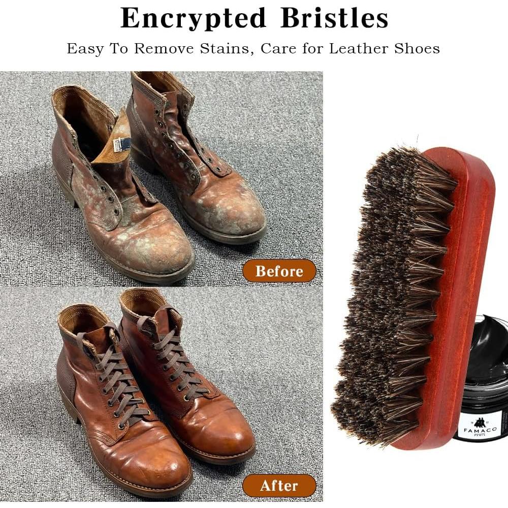 Cepillo para zapatos Liwidon 2 piezas pelo de caballo 13.5cm