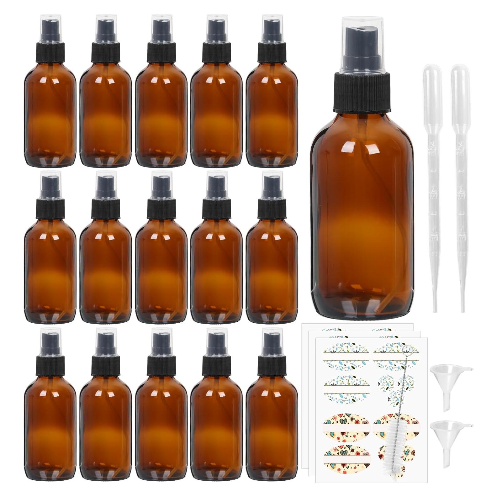 STARSIDE 16 Botellas de Vidrio Ámbar 120 ml con Pulverizador