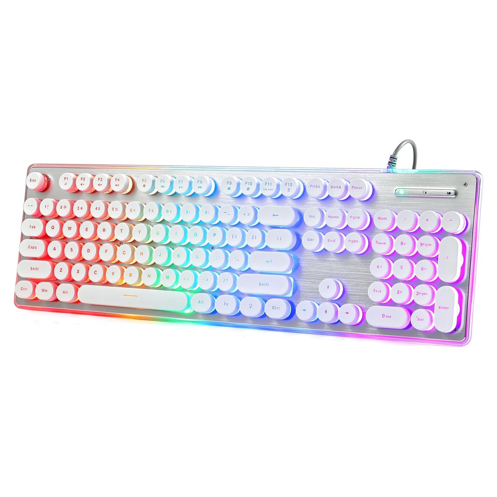 Teclado Retro Estilo Máquina de Escribir ANSWK LED Arcoíris