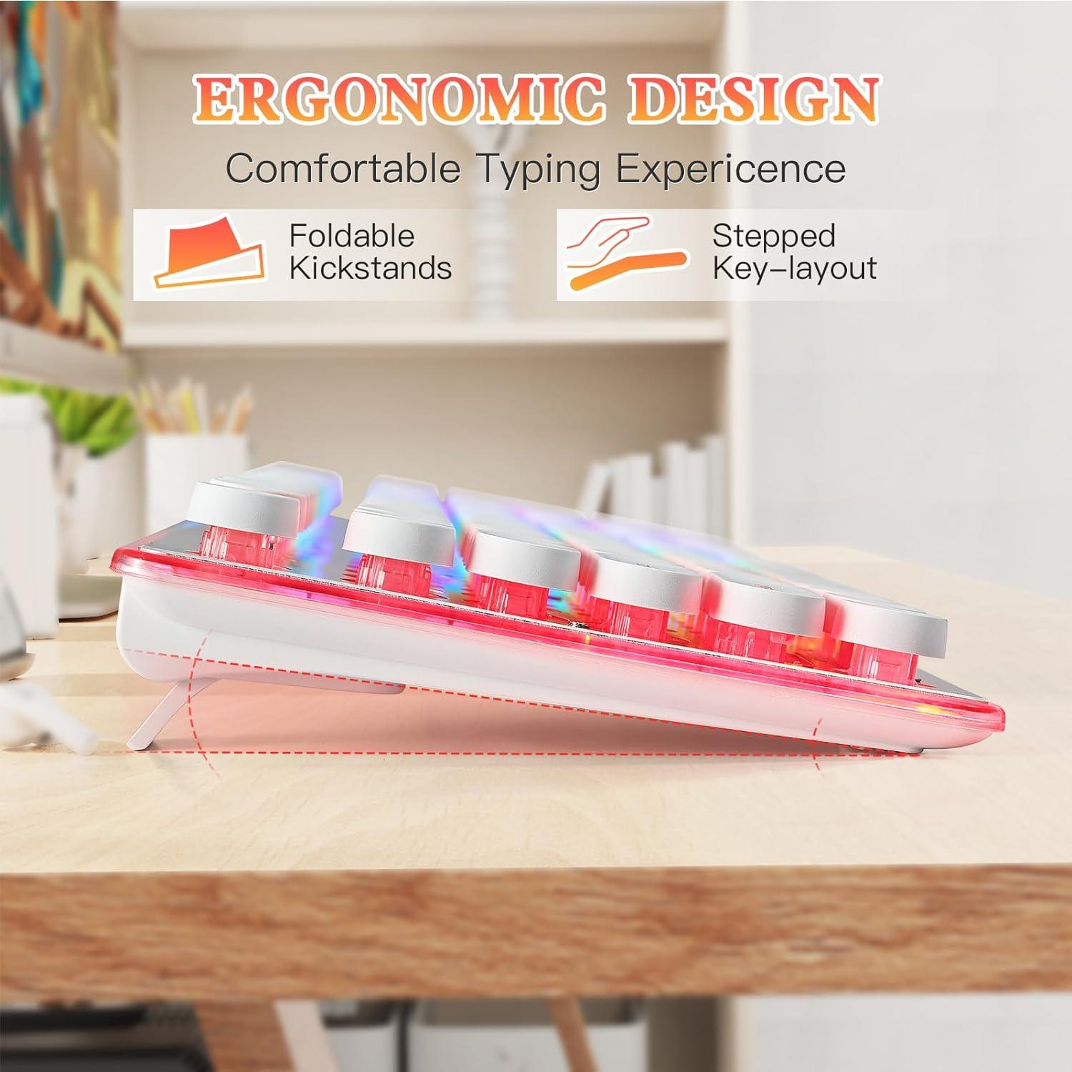 Teclado Retro Estilo Máquina de Escribir ANSWK LED Arcoíris