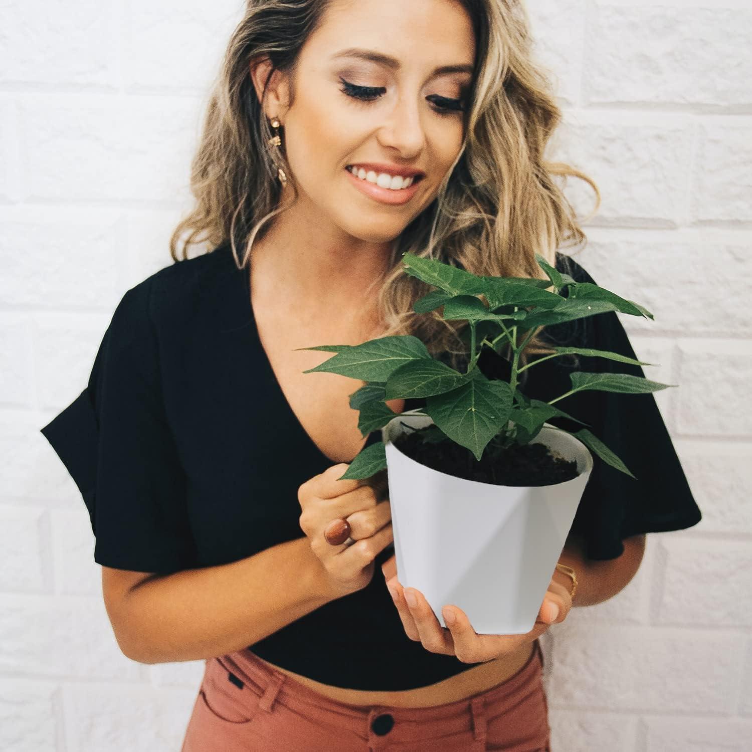 Macetas InmeRun de Plástico 5" para Plantas - Juego de 6 con Drenaje