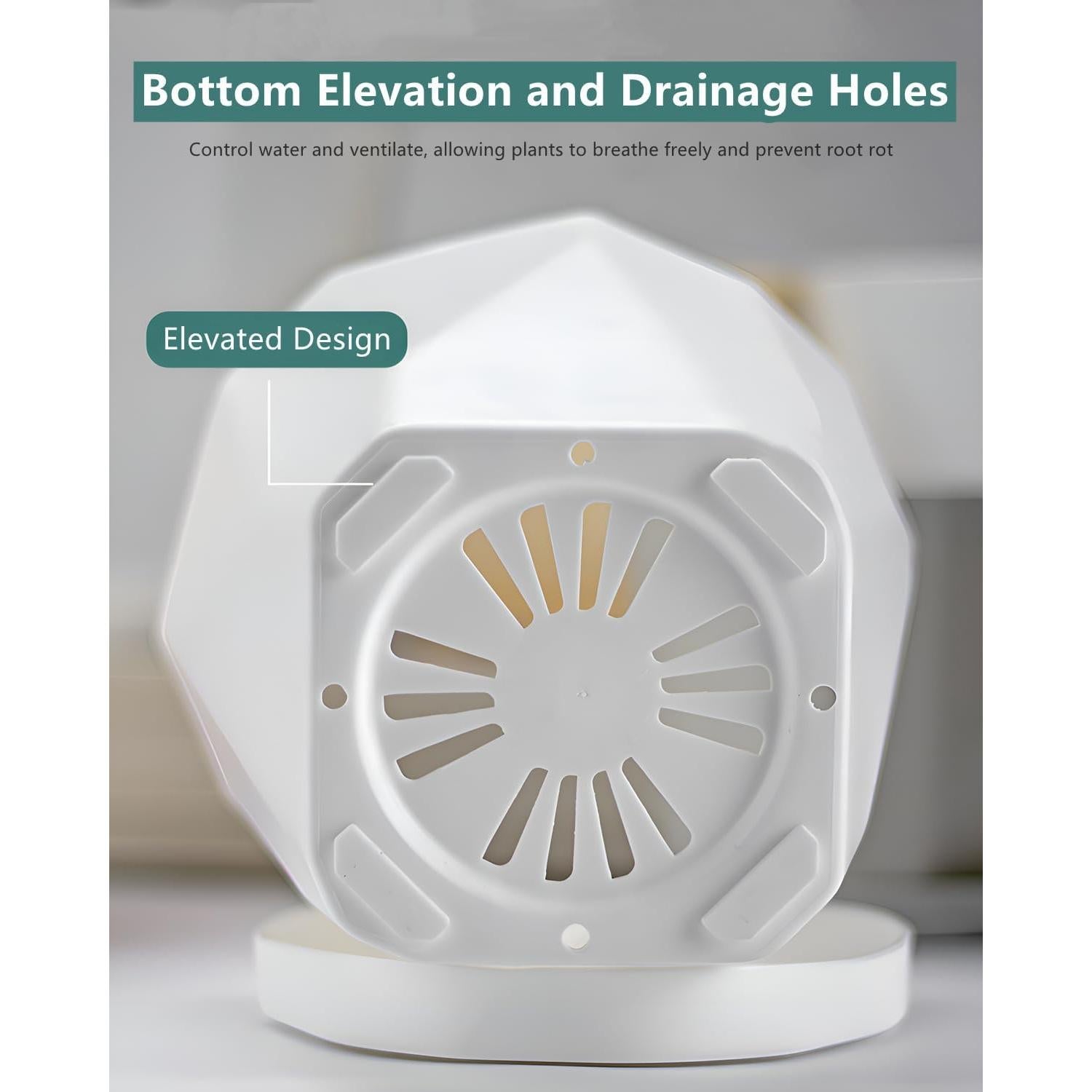 Macetas InmeRun de Plástico 5" para Plantas - Juego de 6 con Drenaje