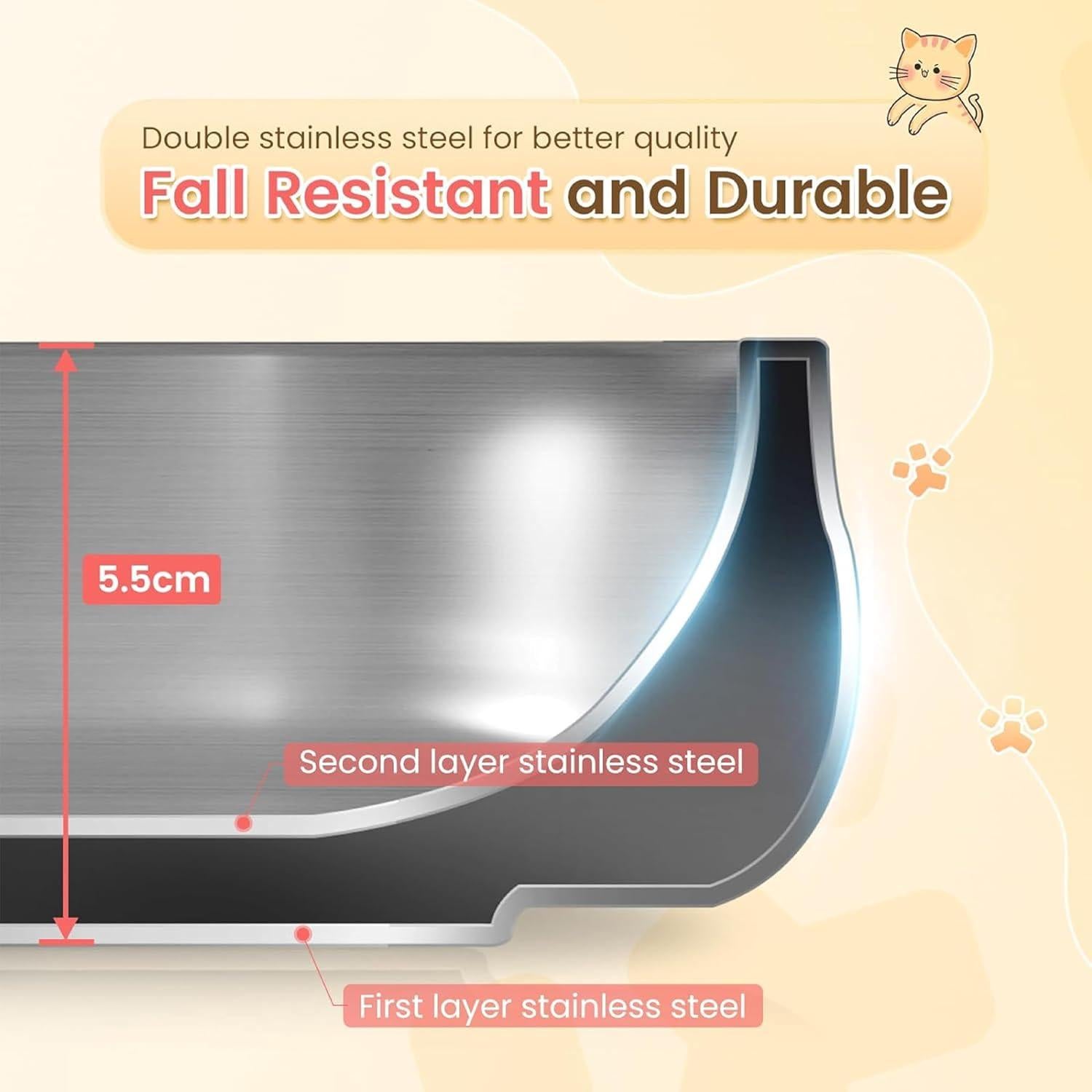 Tazón para Mascotas Pawaii 12 oz Acero Inoxidable Amarillo