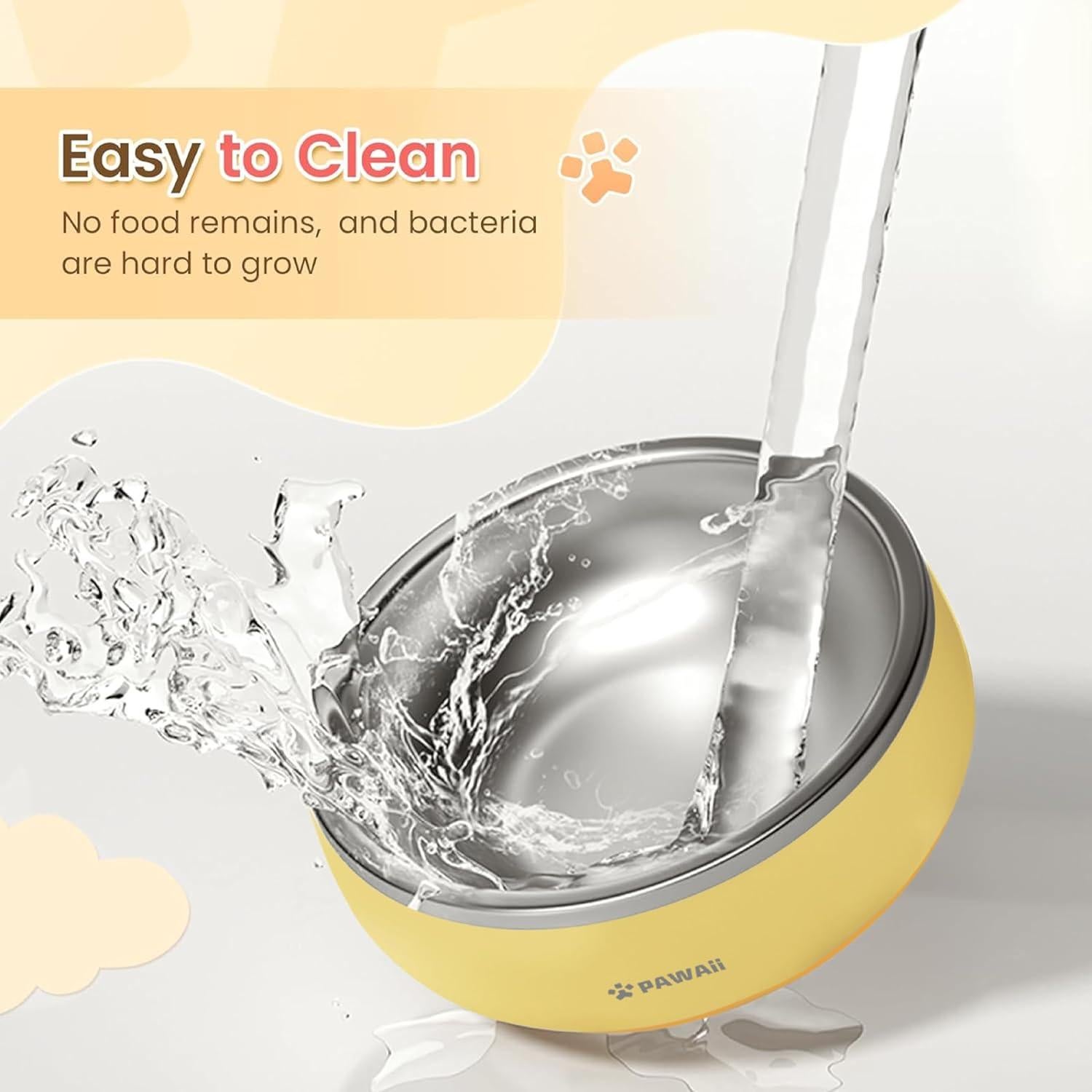 Tazón para Mascotas Pawaii 12 oz Acero Inoxidable Amarillo