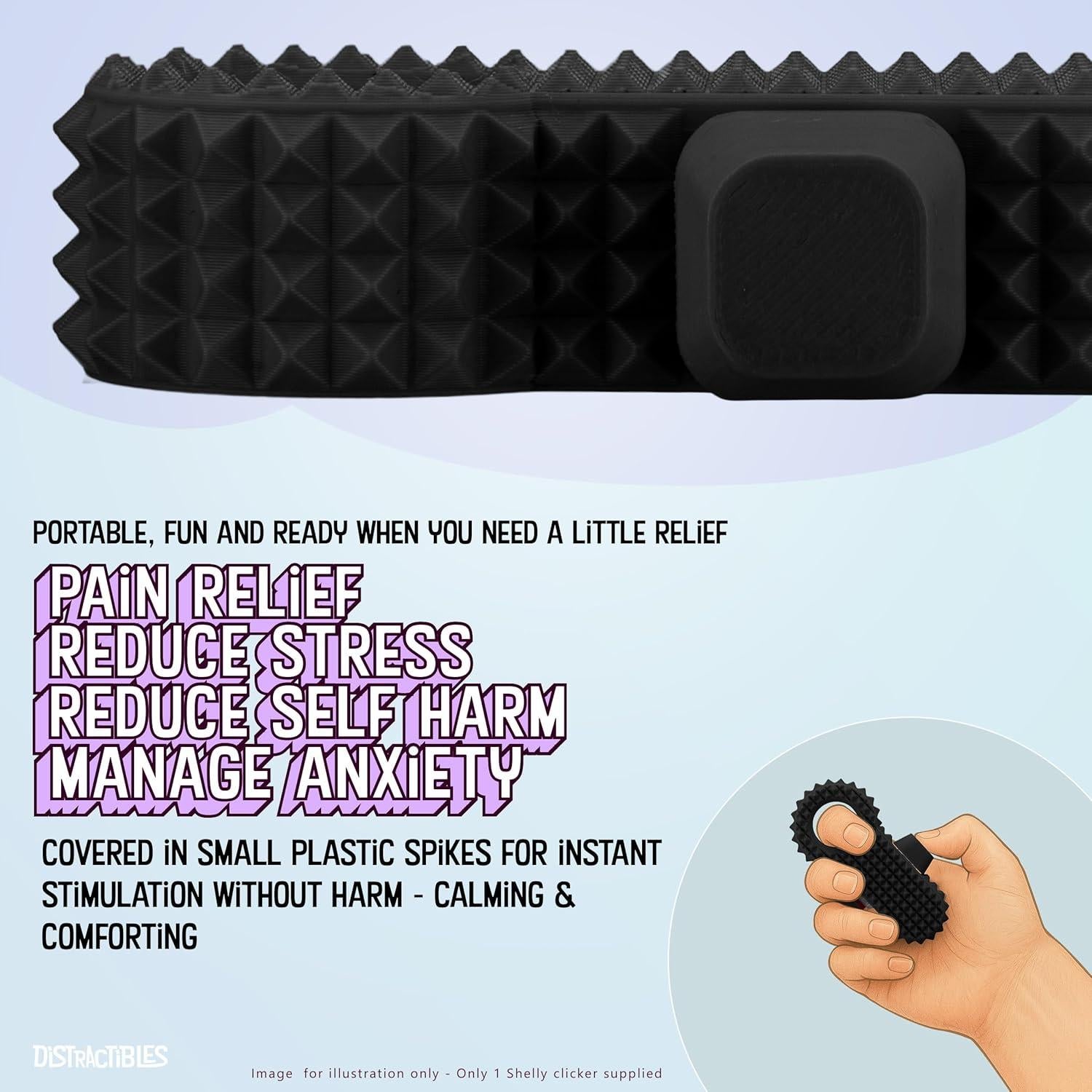 Spiked Clicker Fidget Spinner - Textured for Pain Stimming, Stress Relief, ADHD, Anxiety and Concentration (Black)