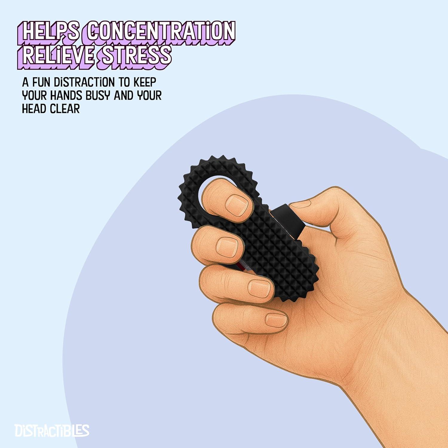 Spiked Clicker Fidget Spinner - Textured for Pain Stimming, Stress Relief, ADHD, Anxiety and Concentration (Black)