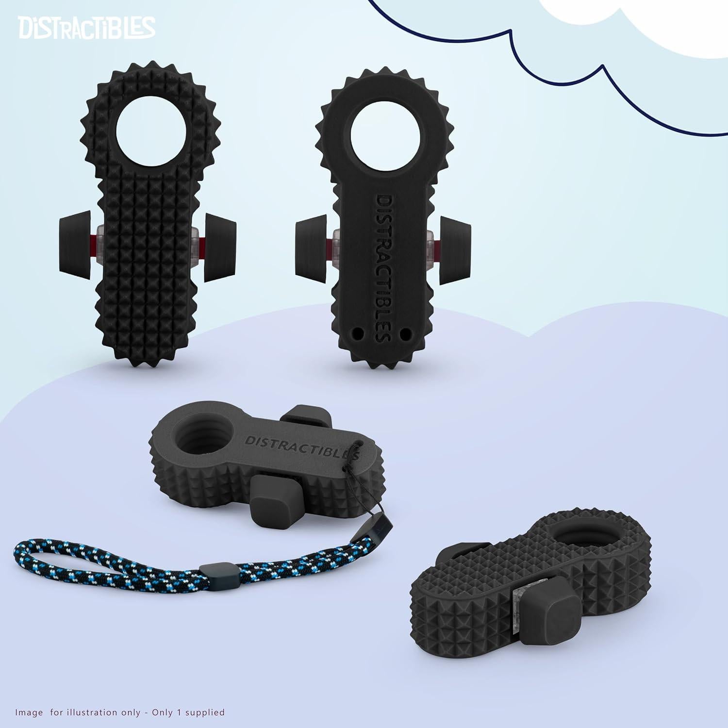 Spiked Clicker Fidget Spinner - Textured for Pain Stimming, Stress Relief, ADHD, Anxiety and Concentration (Black)