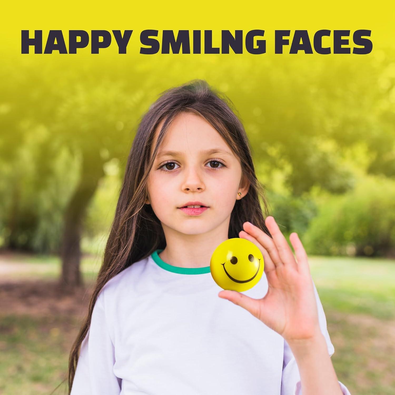 Bolas de Estrés Amarillas con Cara Sonriente - 24 Pcs 5 cm