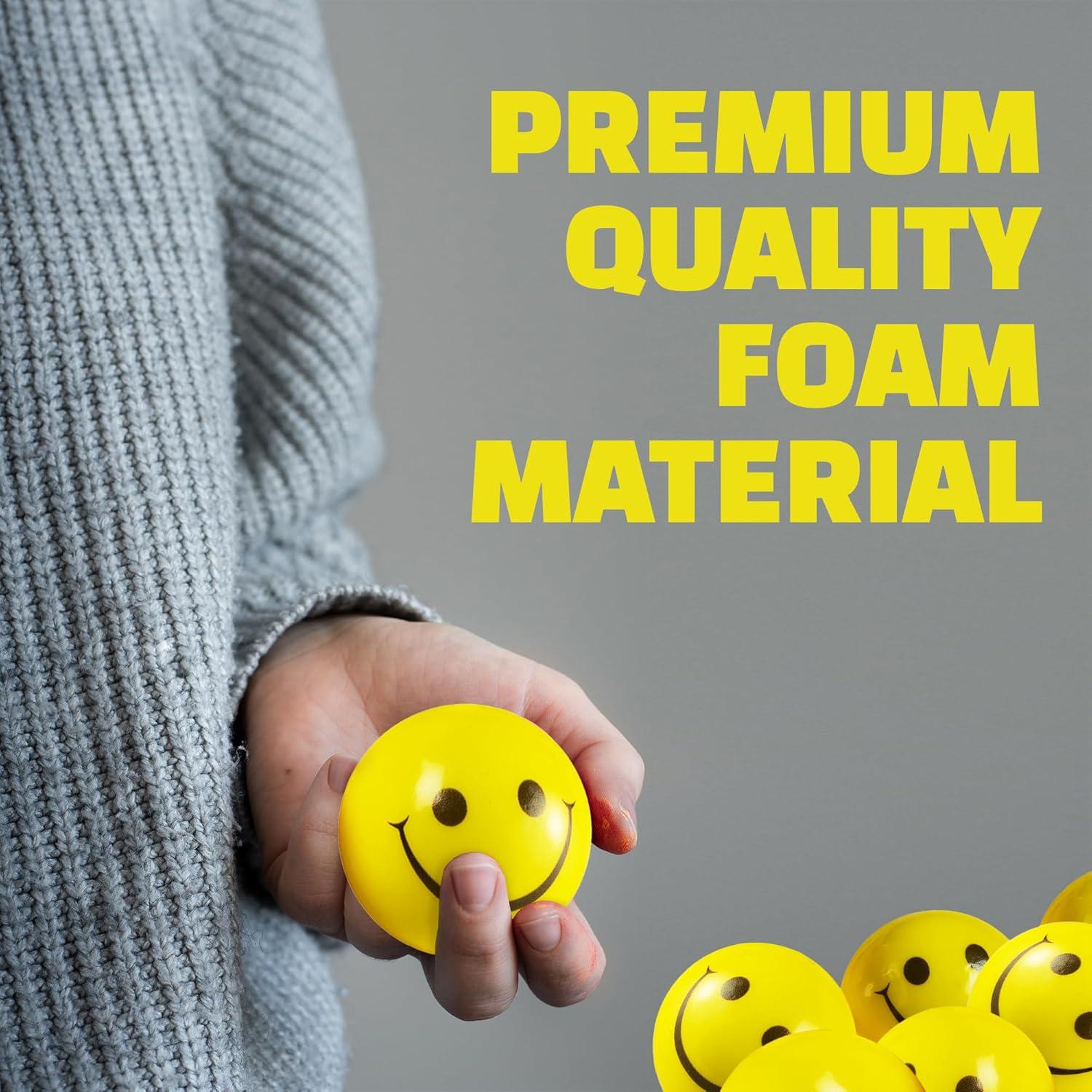 Bolas de Estrés Amarillas con Cara Sonriente - 24 Pcs 5 cm