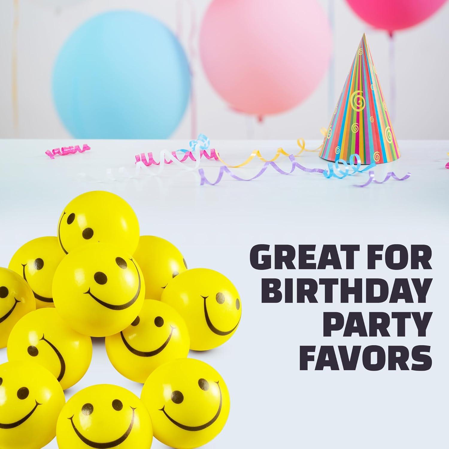 Bolas de Estrés Amarillas con Cara Sonriente - 24 Pcs 5 cm