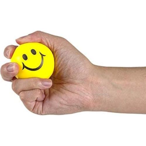Bolas de Estrés Amarillas con Cara Sonriente - 24 Pcs 5 cm