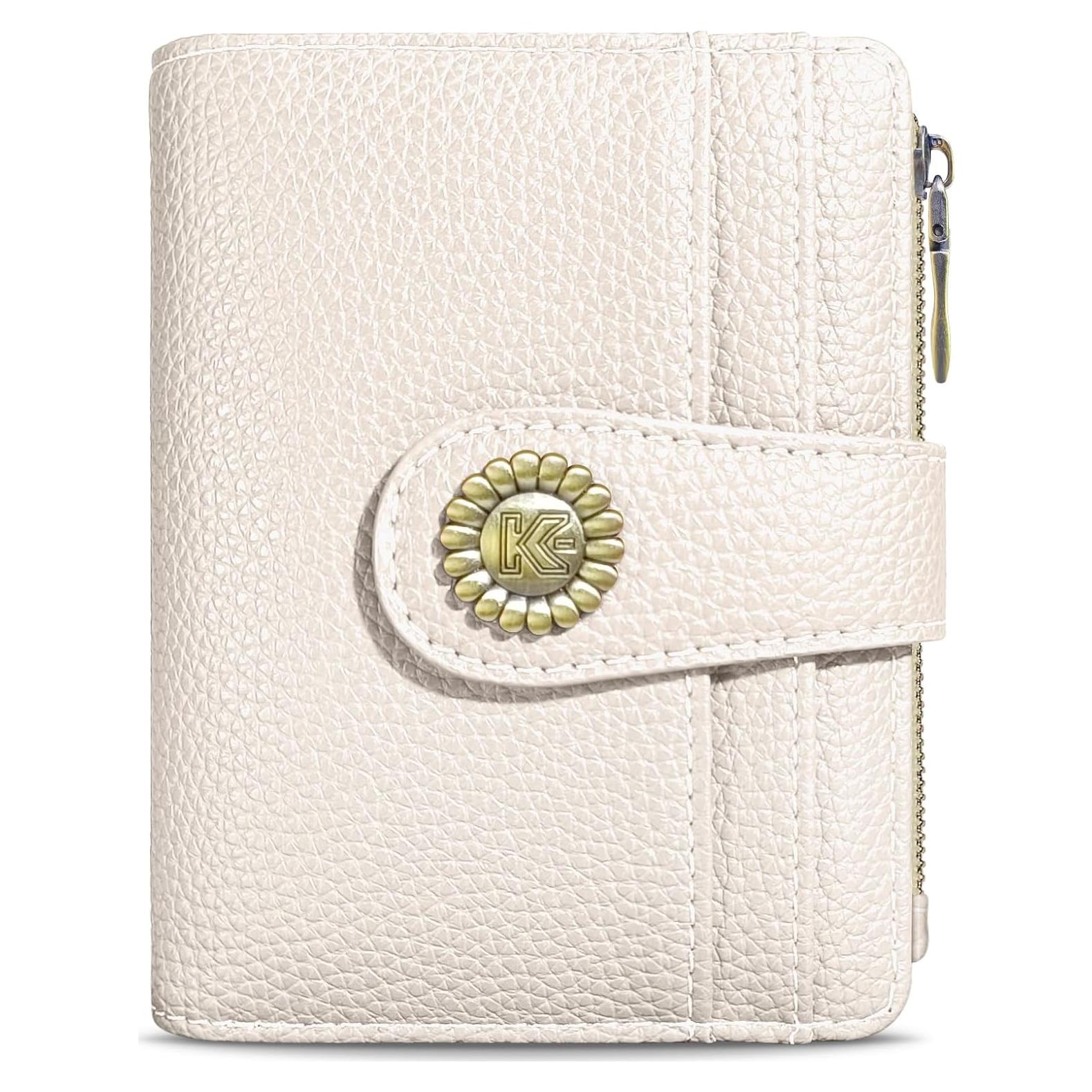 Billetera Bifold RFID Beige Kelvoris para Mujeres con Monedero
