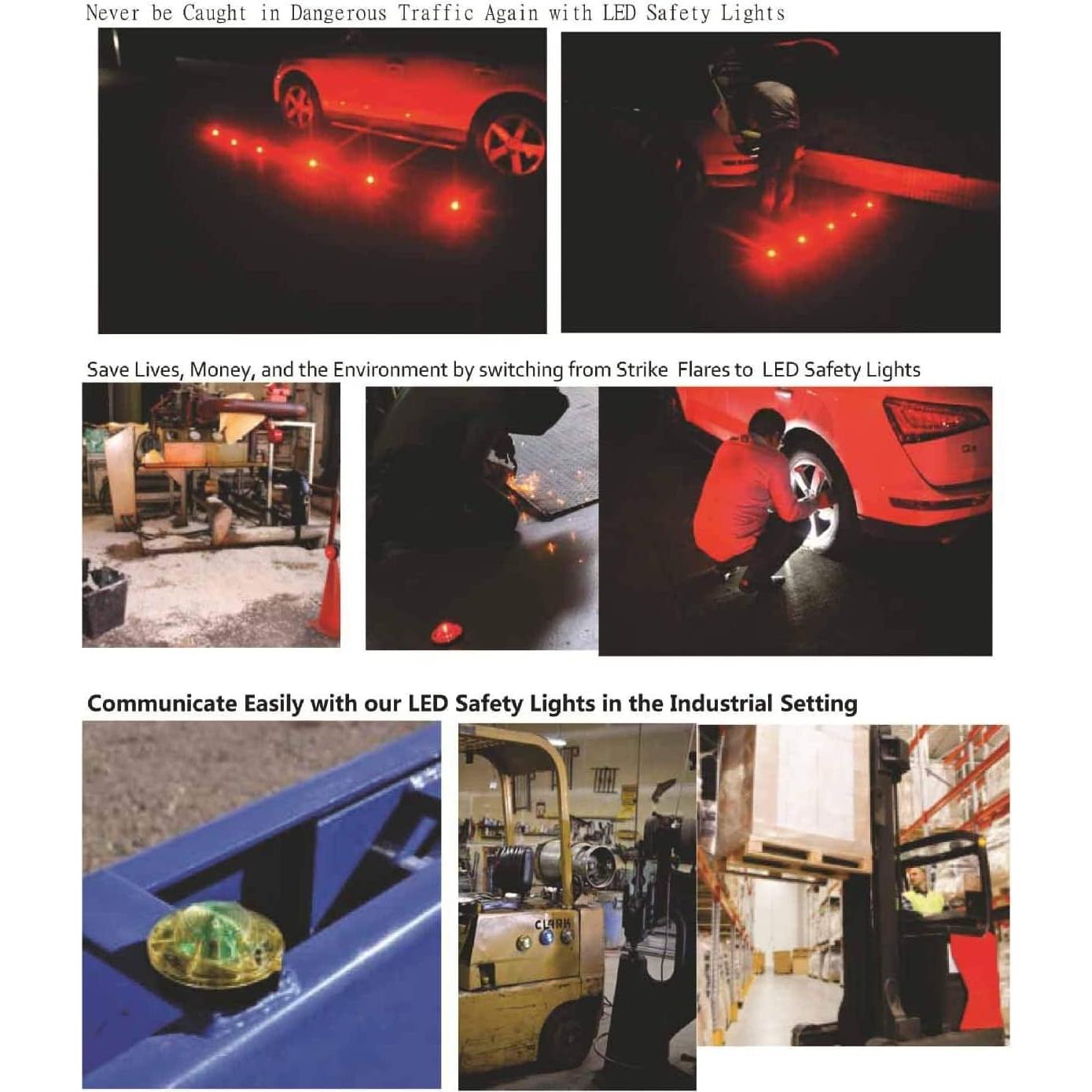 Flares LED de Emergencia AHOUFHER con Base Magnética Ámbar