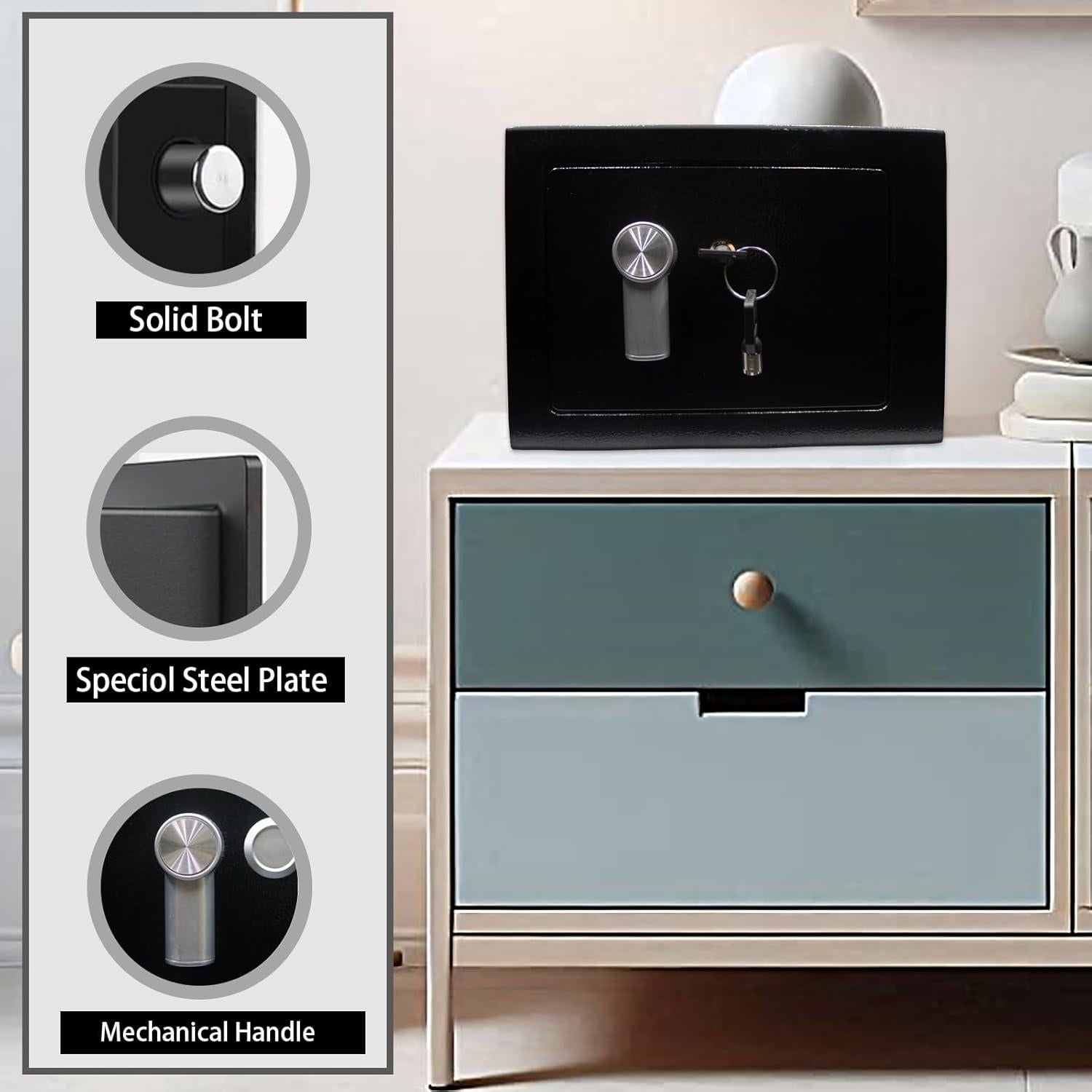 Caja Fuerte Pequeña Yuanshikj de Acero con Llave 2.3 kg