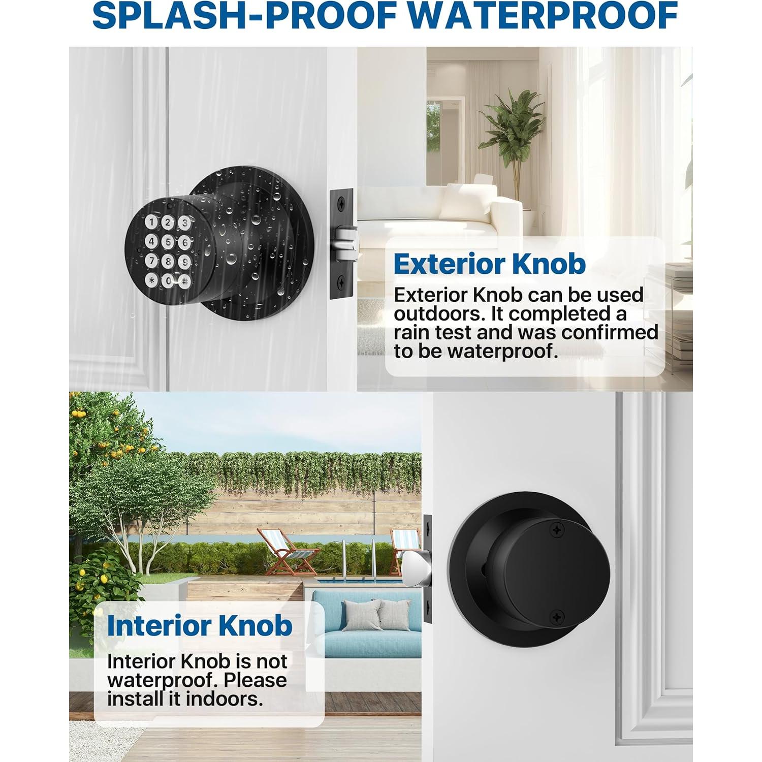 Cerradura de Puerta Sin Llave HIDALIFE con Teclado Negro Mate