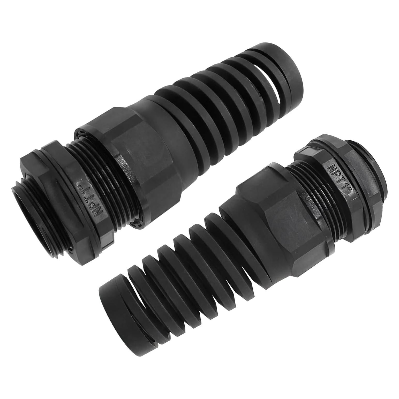 2 Piezas Glandes de Cable Impermeables IP68 Nylon Negro NPT 1"