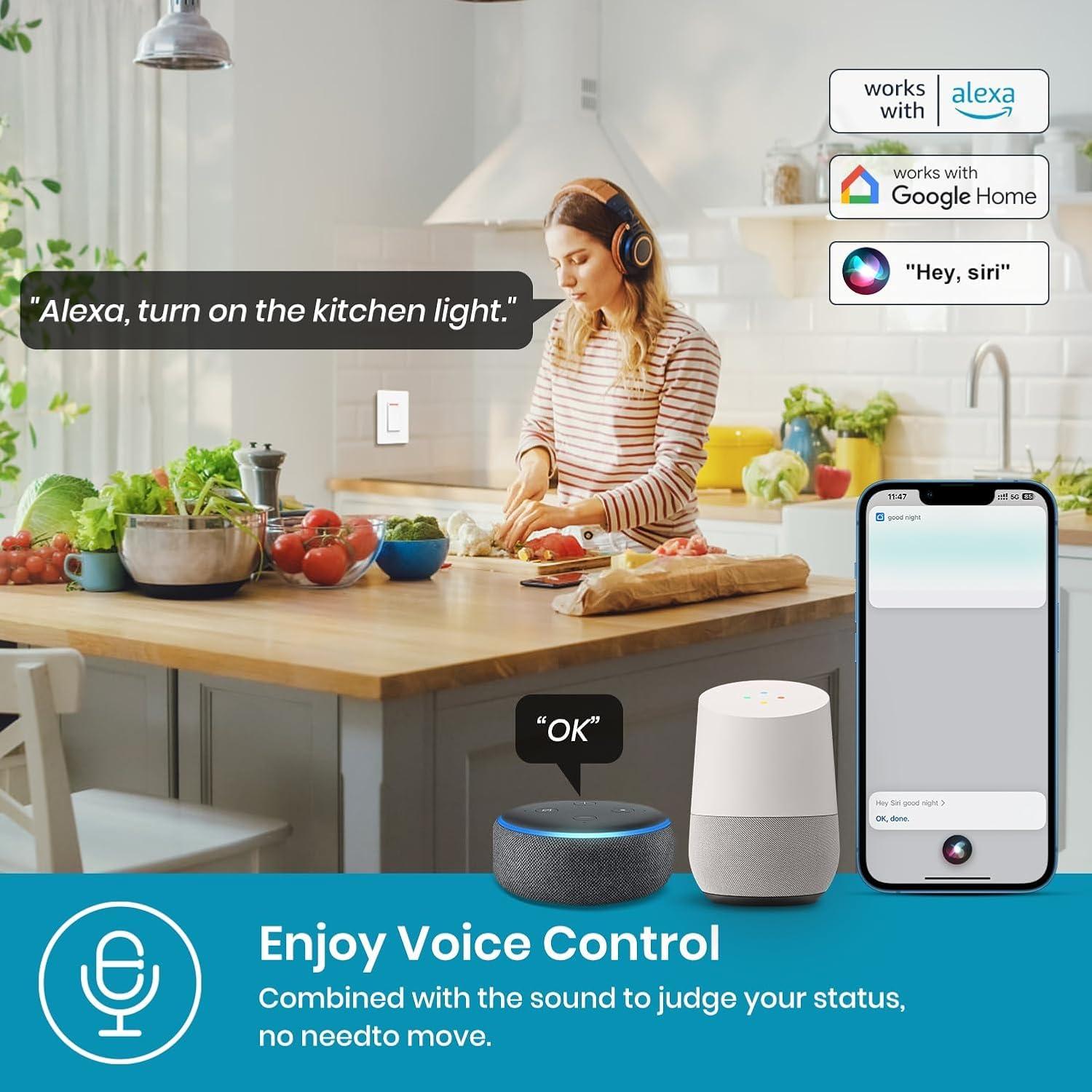 Interruptor de Luz Inteligente Milfra 2024 WiFi 10A Control Voz