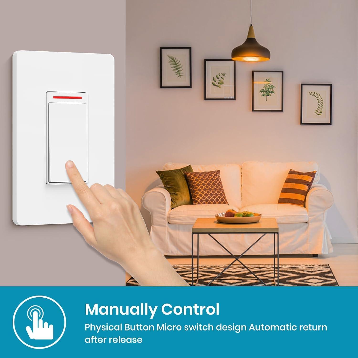 Interruptor de Luz Inteligente Milfra 2024 WiFi 10A Control Voz