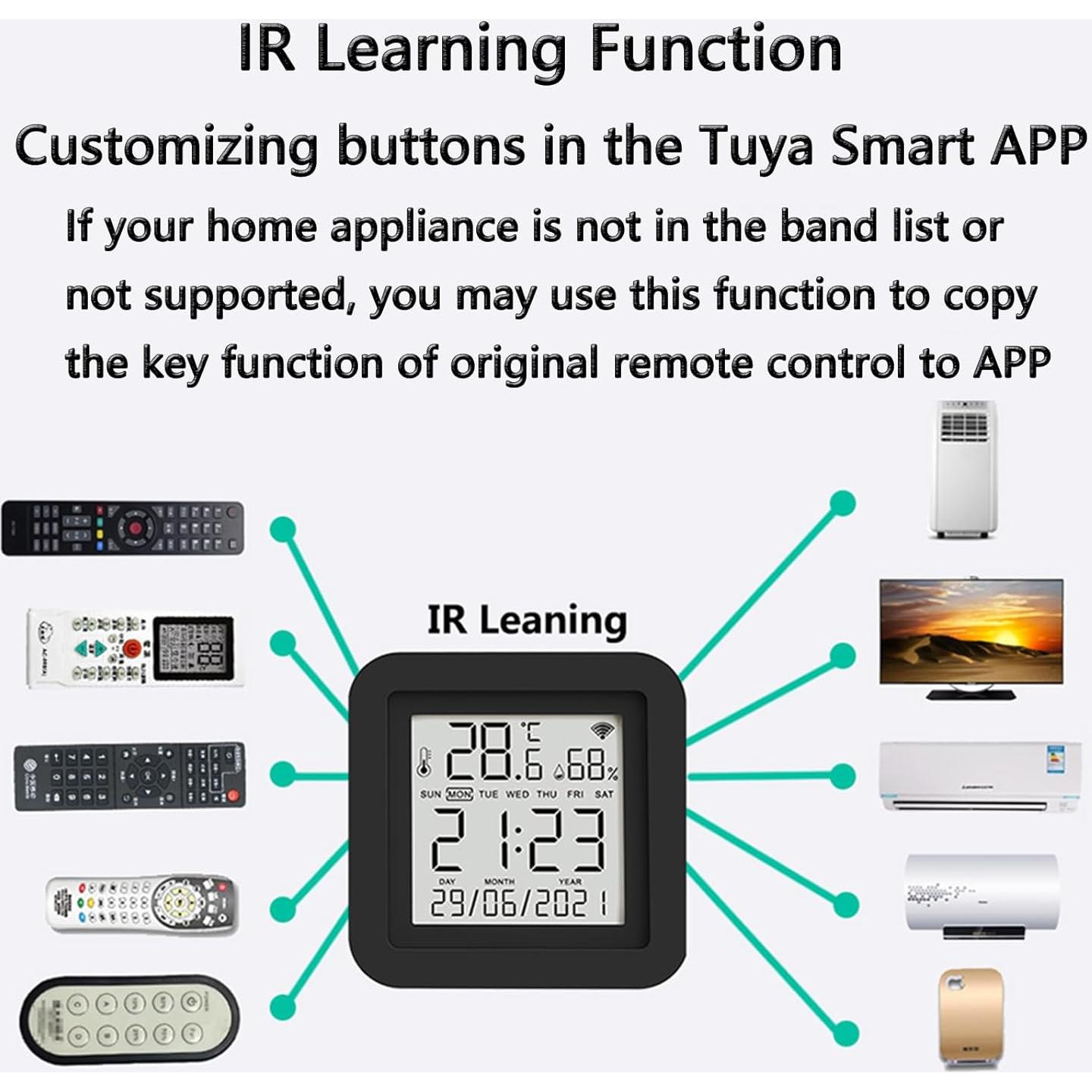 Termómetro Higrómetro WiFi Inteligente TUYA Negro - Control Remoto