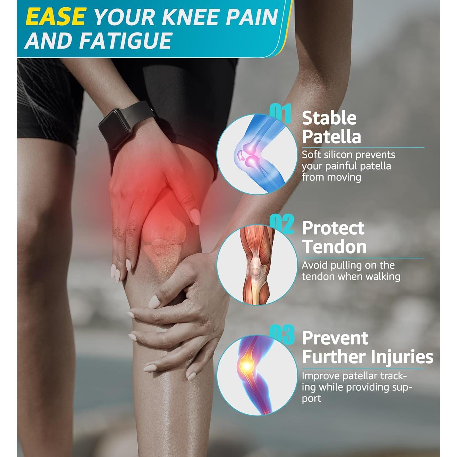 Correas de Tendón Patelar HiRui - Alivio Dolor Rodilla Negro