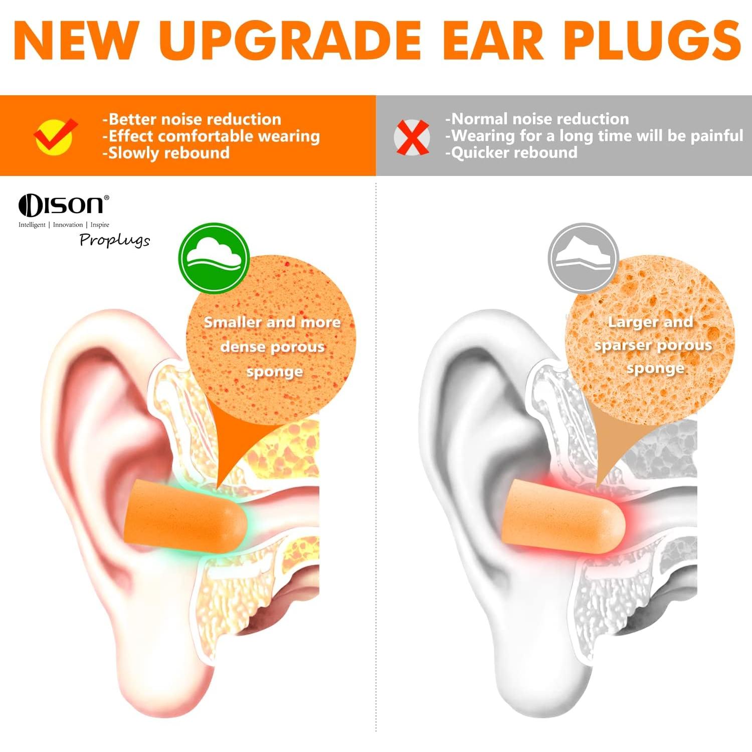 200 Pares Tapones de Espuma DISON 32dB Protección Auditiva