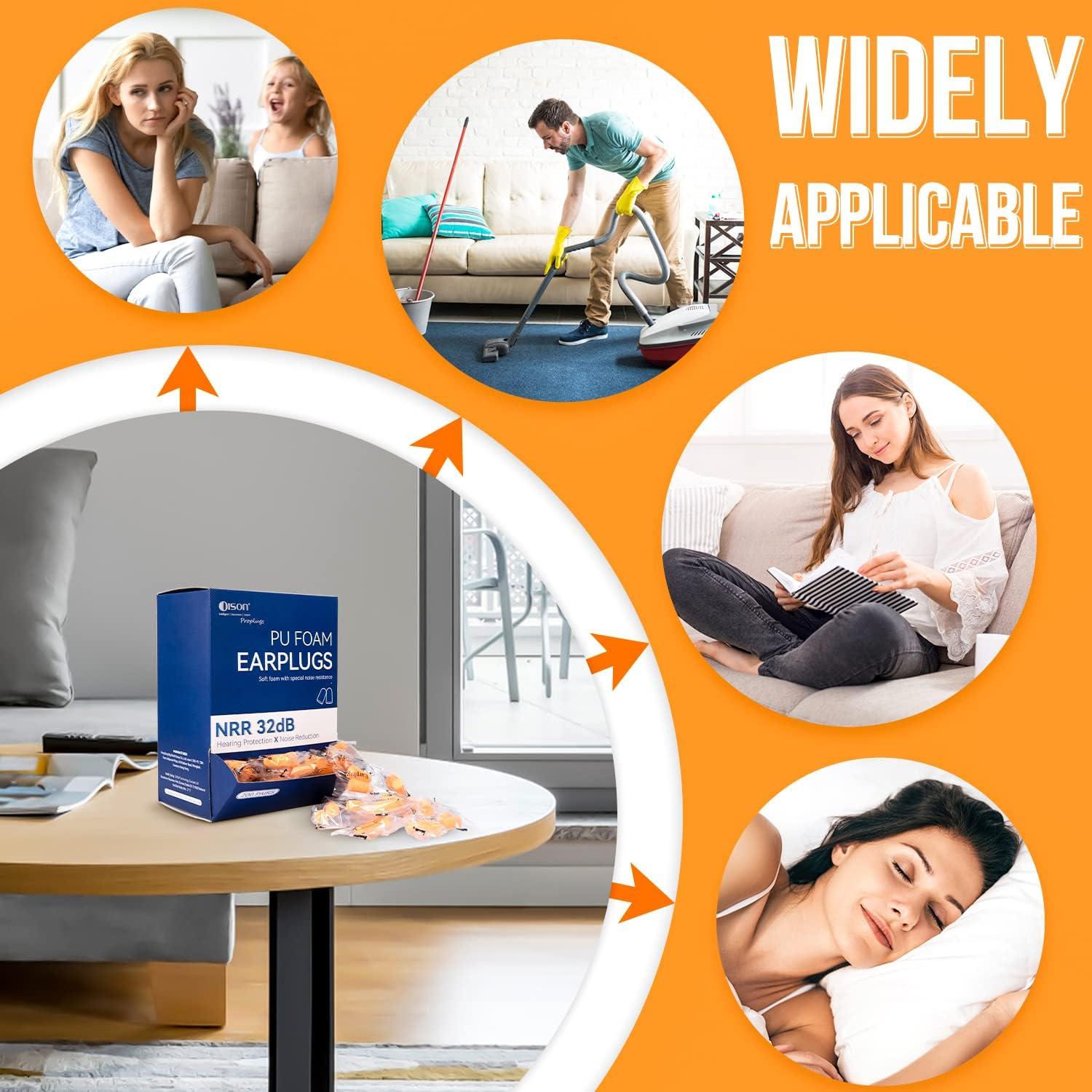 200 Pares Tapones de Espuma DISON 32dB Protección Auditiva