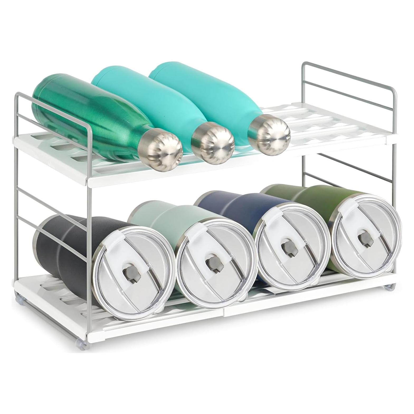 Organizador de Botellas de Agua JUPELI 2 Niveles Ajustable Blanco