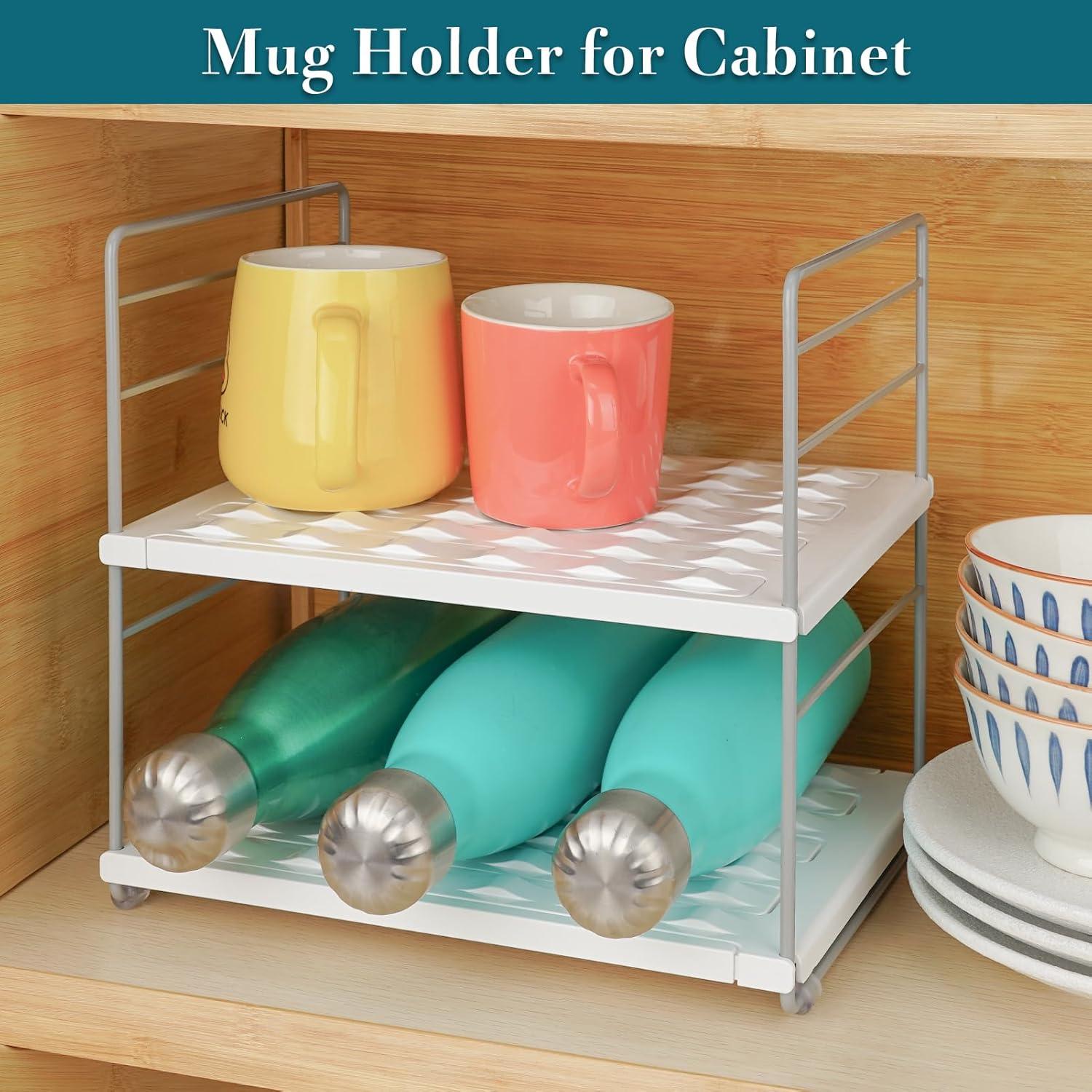 Organizador de Botellas de Agua JUPELI 2 Niveles Ajustable Blanco