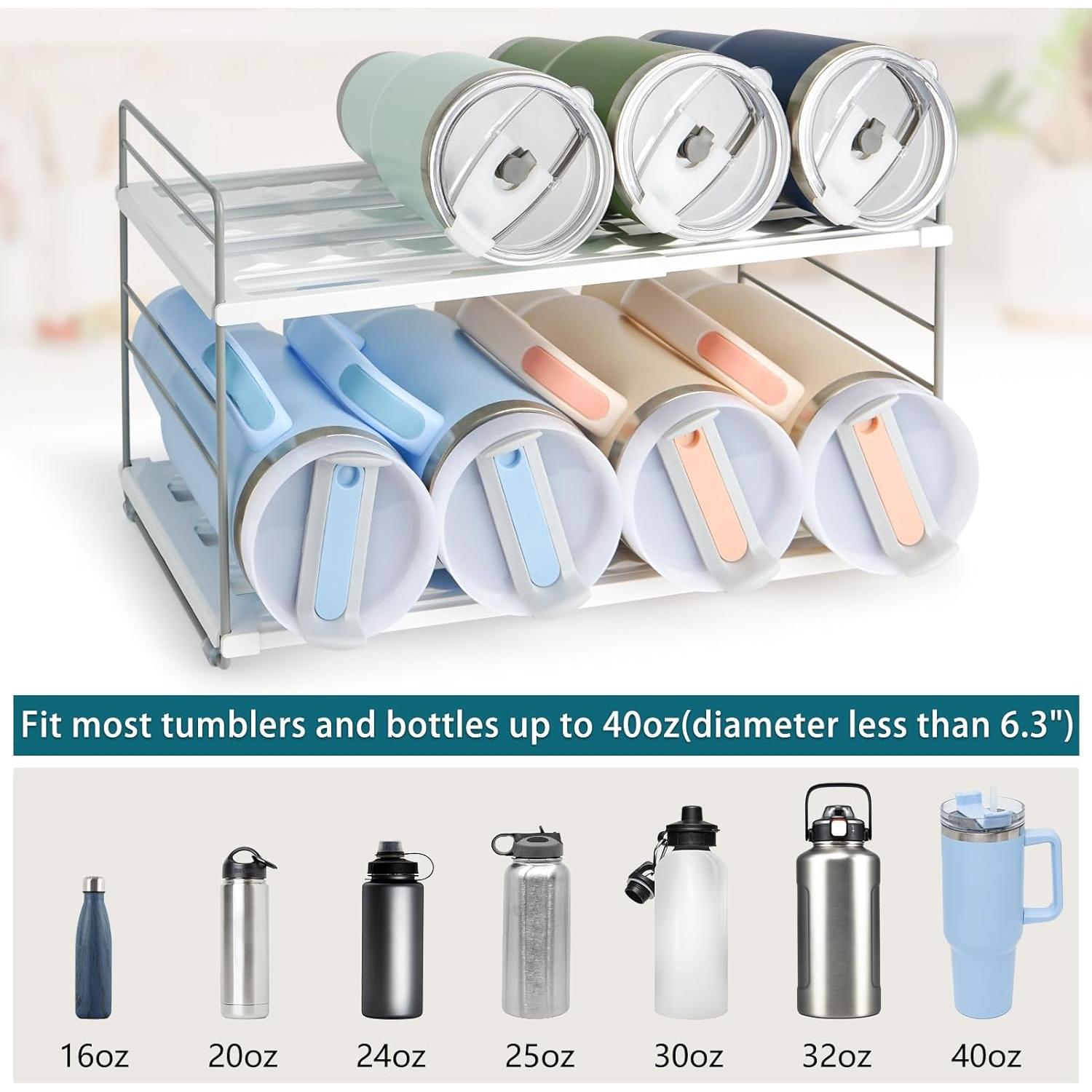 Organizador de Botellas de Agua JUPELI 2 Niveles Ajustable Blanco