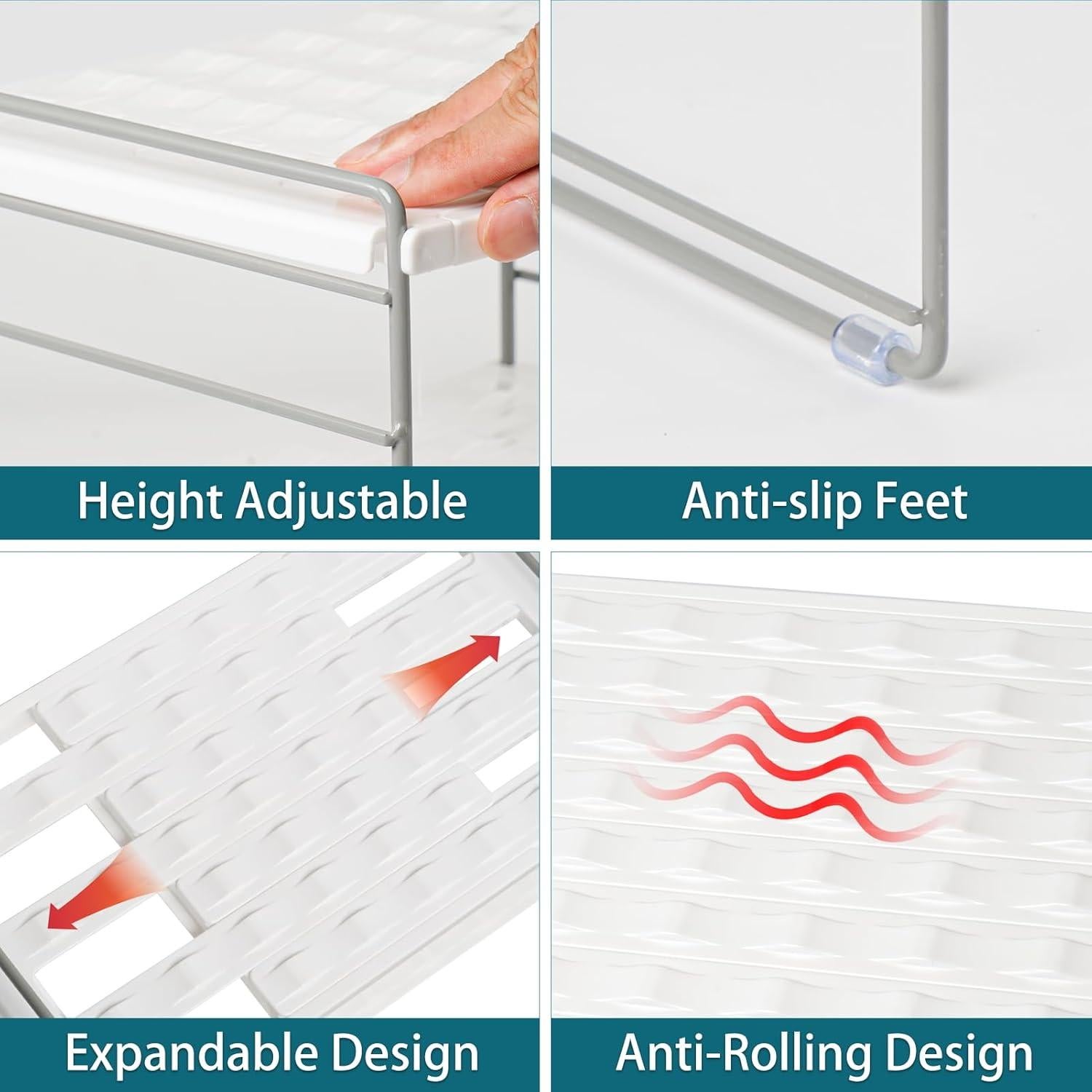 Organizador de Botellas de Agua JUPELI 2 Niveles Ajustable Blanco