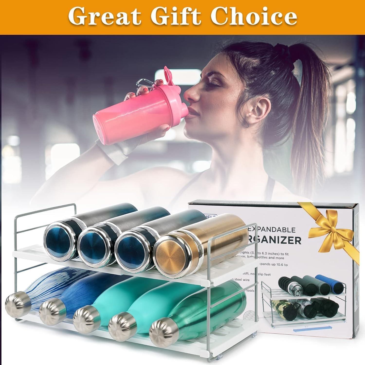 Organizador de Botellas de Agua JUPELI 2 Niveles Ajustable Blanco