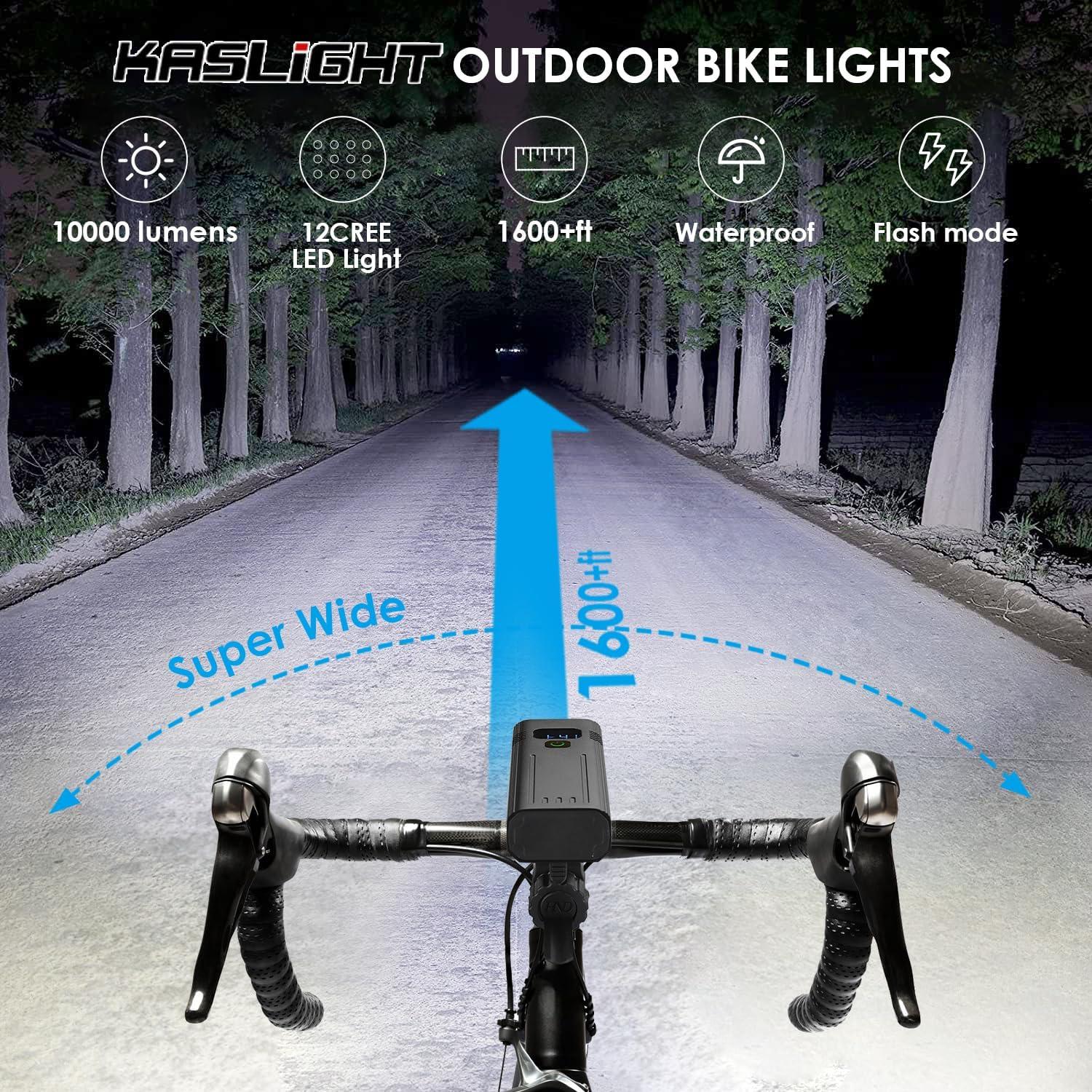 Luces de Bicicleta KASLIGHT 10000 Lúmenes Recargables USB
