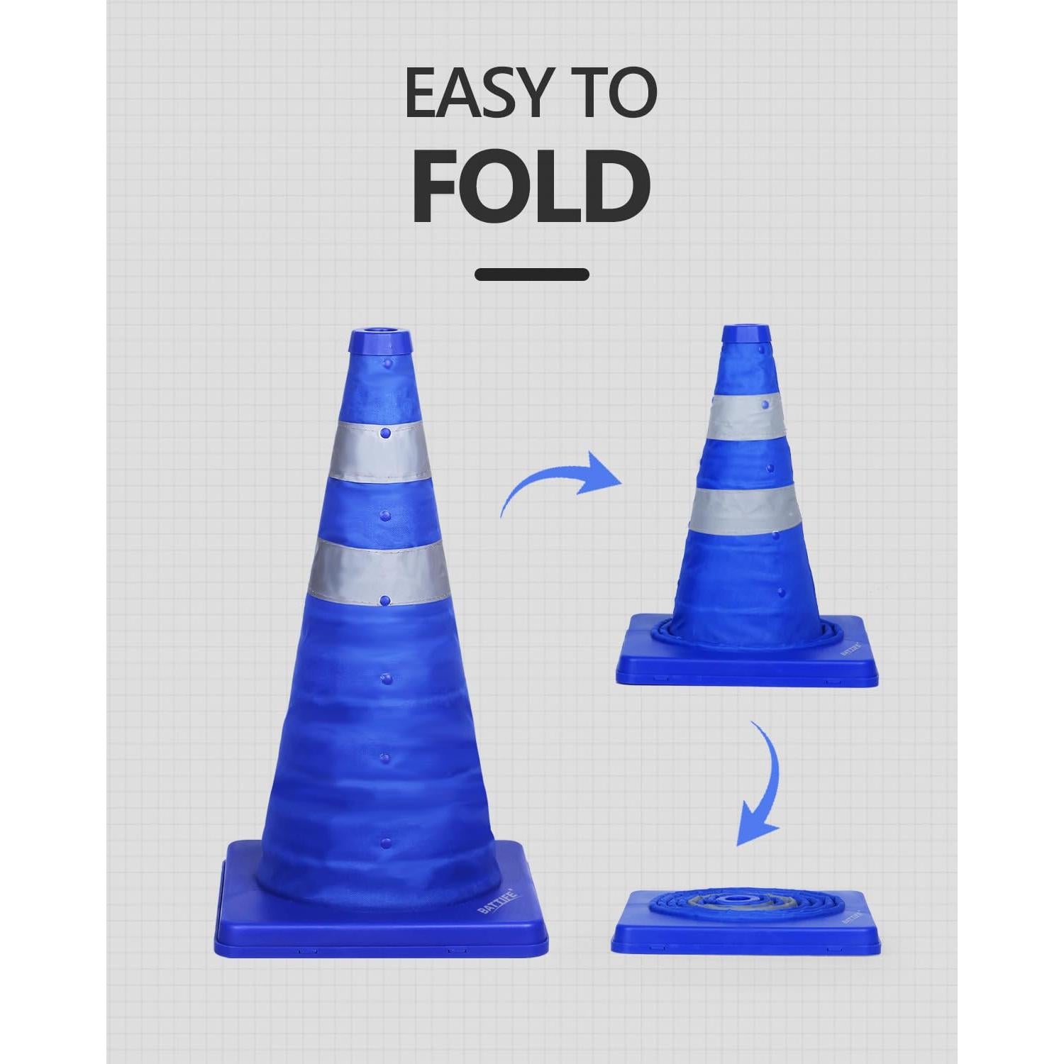 Conos de Tráfico Plegables BATTIFE 18" Azul - 2 Pack