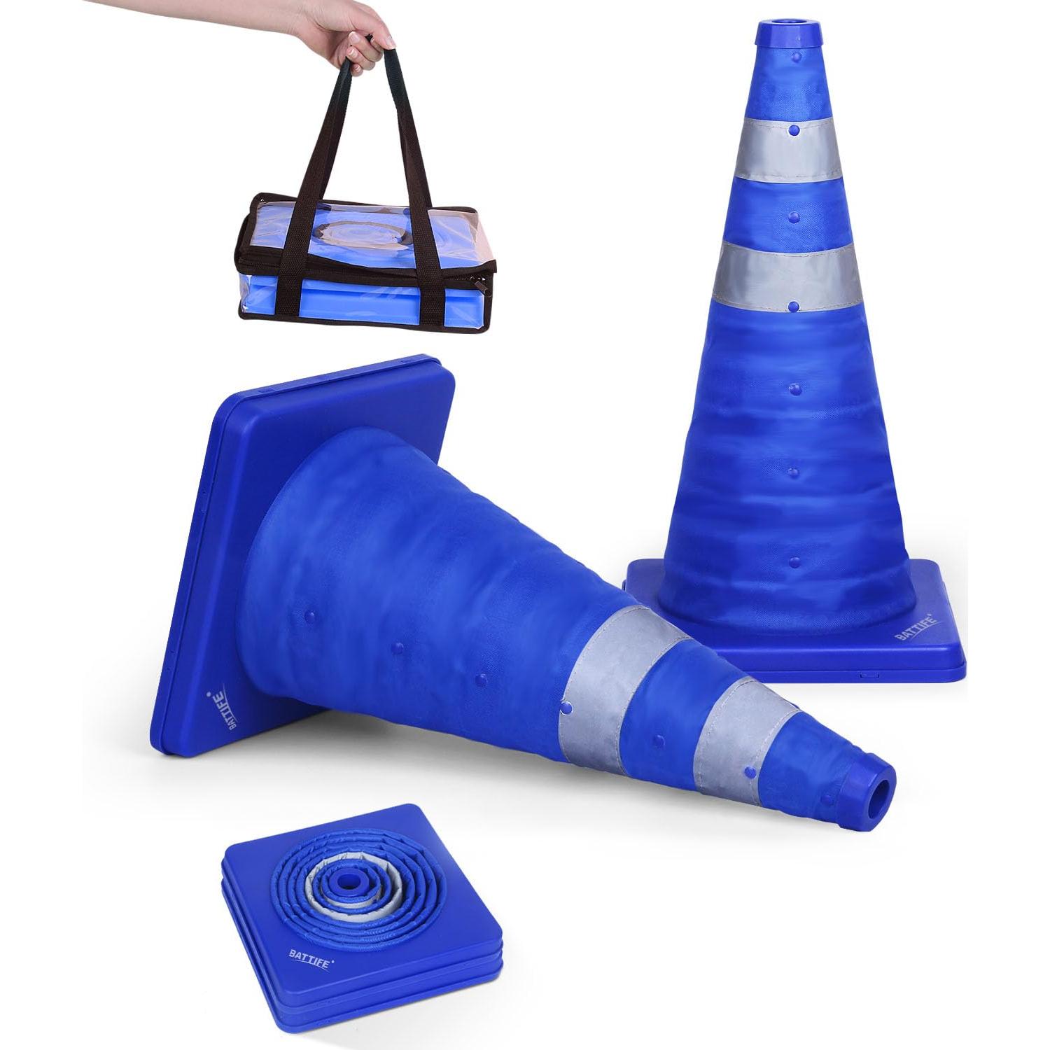 Conos de Tráfico Plegables BATTIFE 18" Azul - 2 Pack