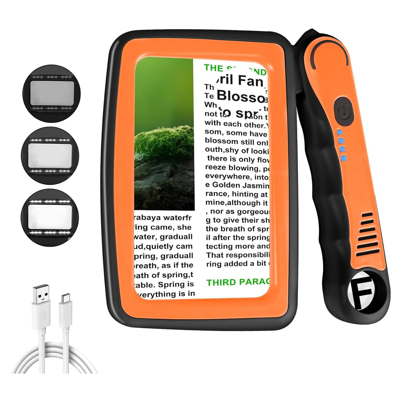 Lupa de Mano TUGEOVO con Luz LED 5X 10X 45X Plegable