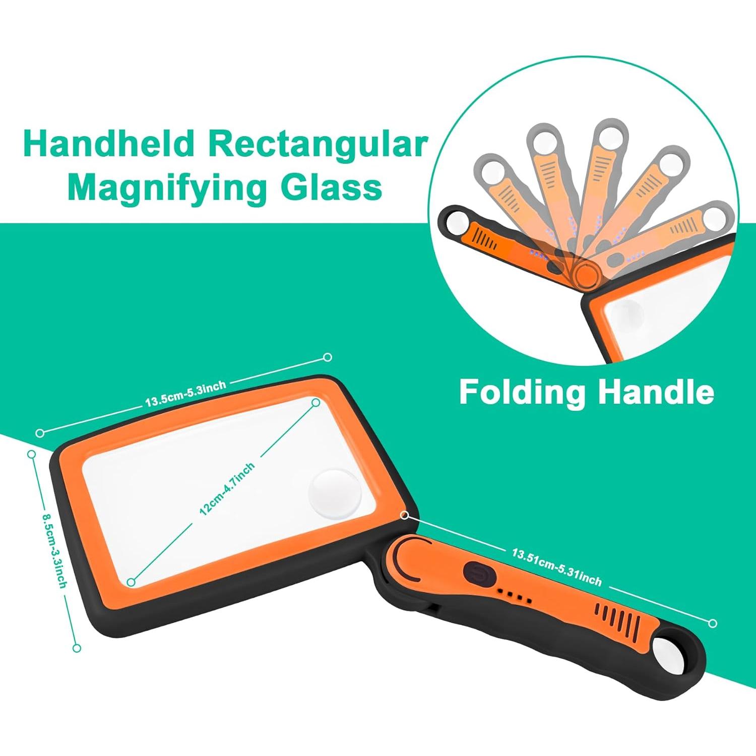 Lupa de Mano TUGEOVO con Luz LED 5X 10X 45X Plegable