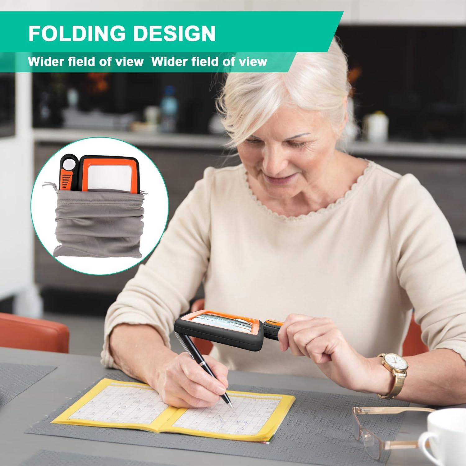 Lupa de Mano TUGEOVO con Luz LED 5X 10X 45X Plegable