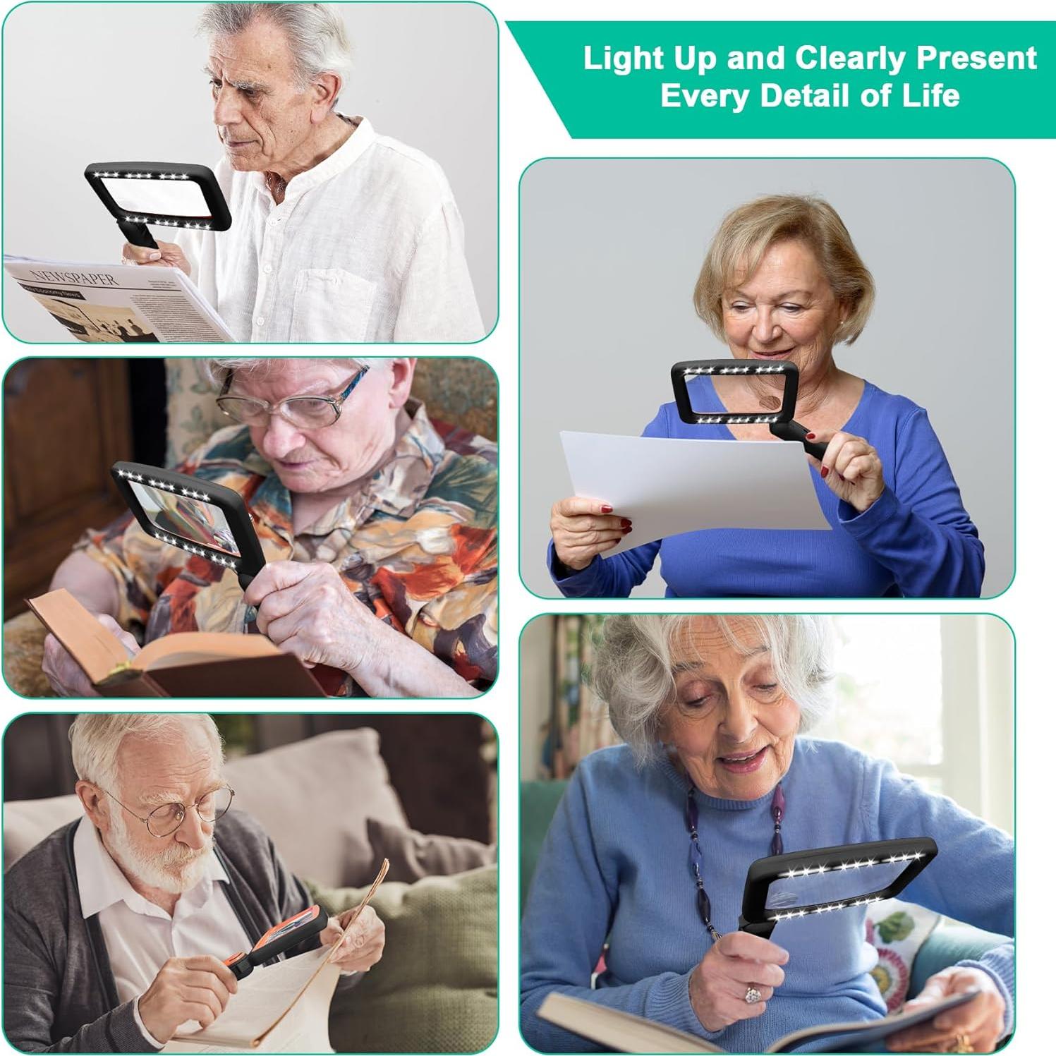 Lupa de Mano TUGEOVO con Luz LED 5X 10X 45X Plegable