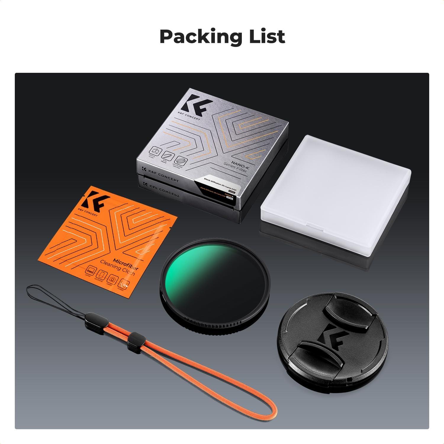 Filtro de Difusión Negra 1/4 K&F Concept 37mm para Fotografía