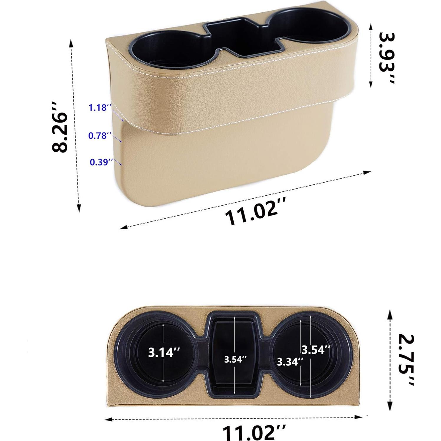 Organizador de Asiento para Auto IOKONE Beige con Soporte para Tazas